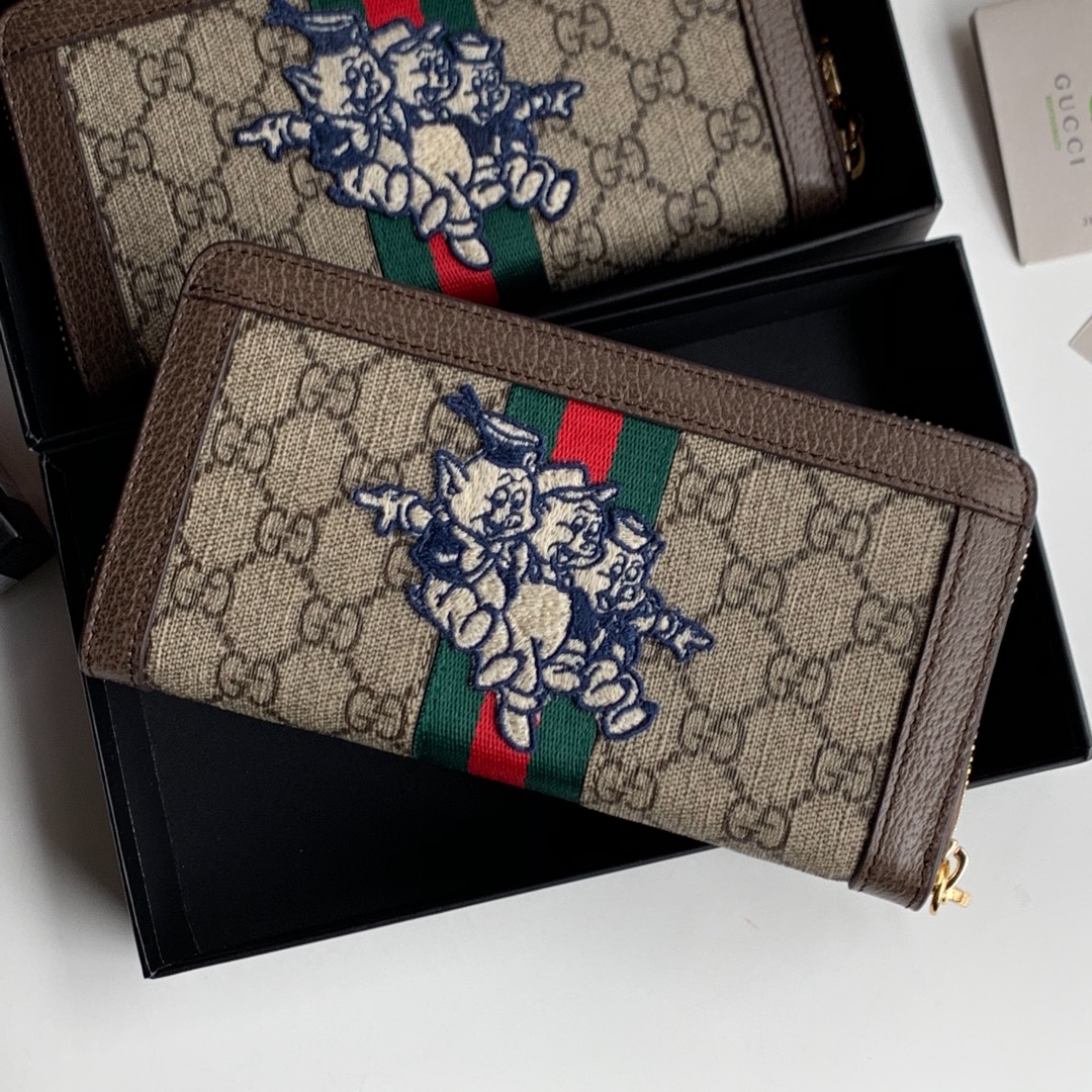古驰【# gucci·leather #】原单品质??，三只小猪图案高级人造帆布拉链包