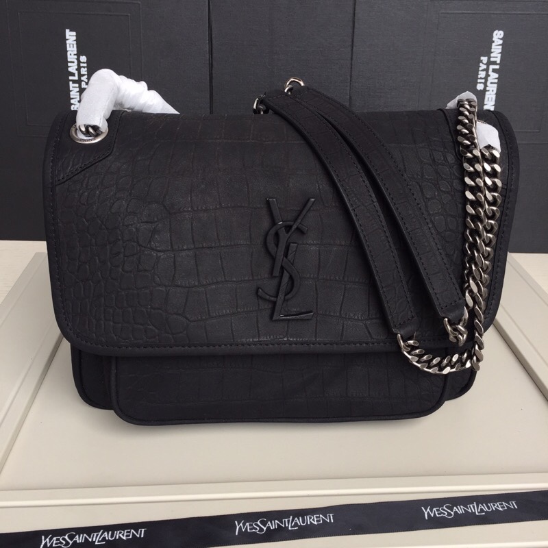 顶级原单 【NiKi中号】进口 ?鳄鱼纹/磨砂牛皮?MONOGRAMME SAINT LAURENT前翻盖包