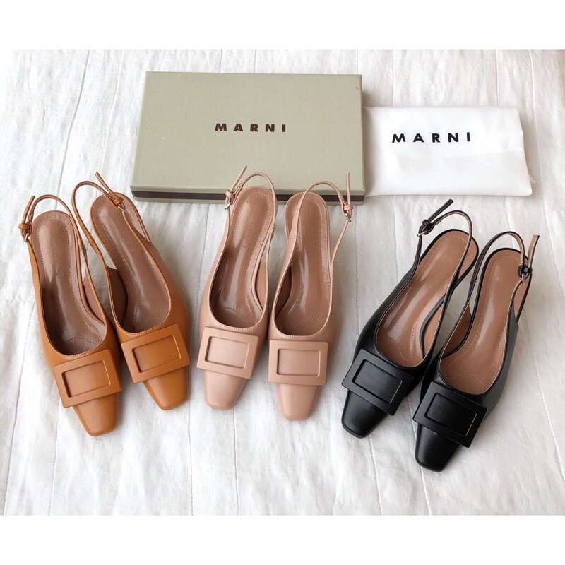 lv  【Marni•玛尼】方扣中跟后空单鞋