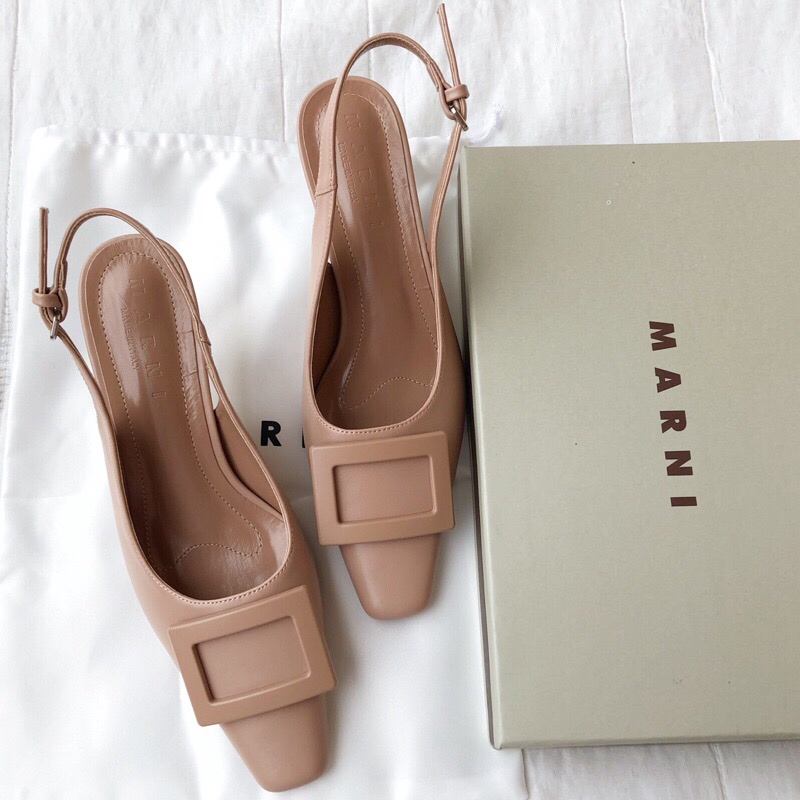 lv  【Marni•玛尼】方扣中跟后空单鞋