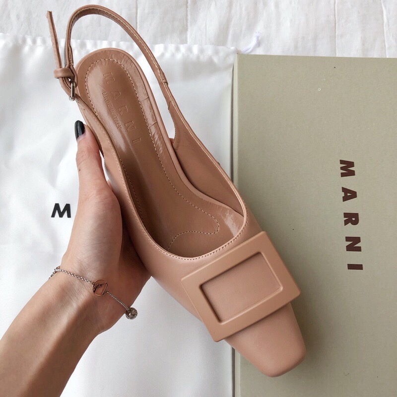 lv  【Marni•玛尼】方扣中跟后空单鞋