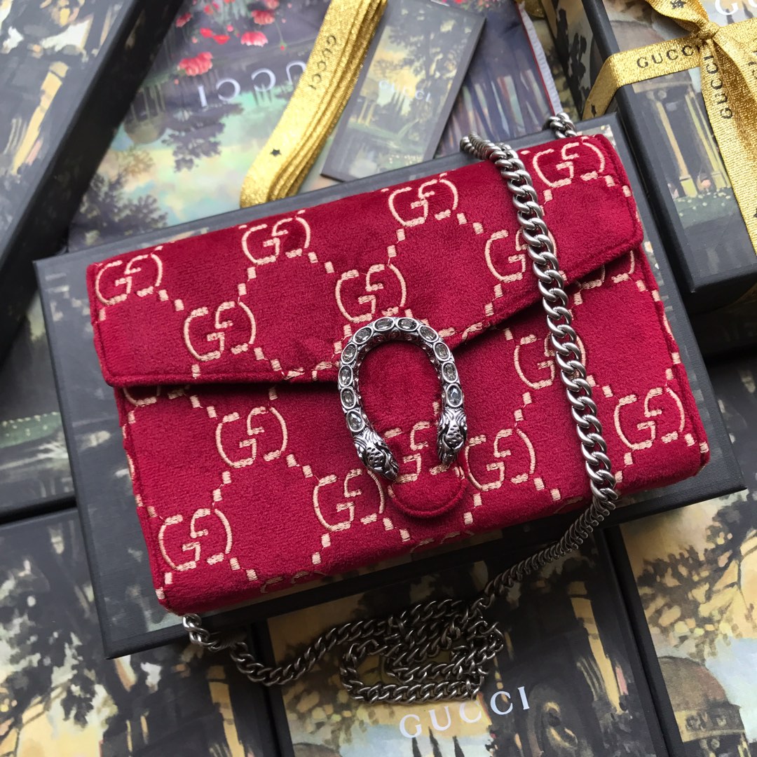 圣罗兰/ysl ！️ˆ?ˆ?高端品质ˆ?ˆ?Dionysus进口G.G天鹅绒面料搭配裂纹皮滚边链条包