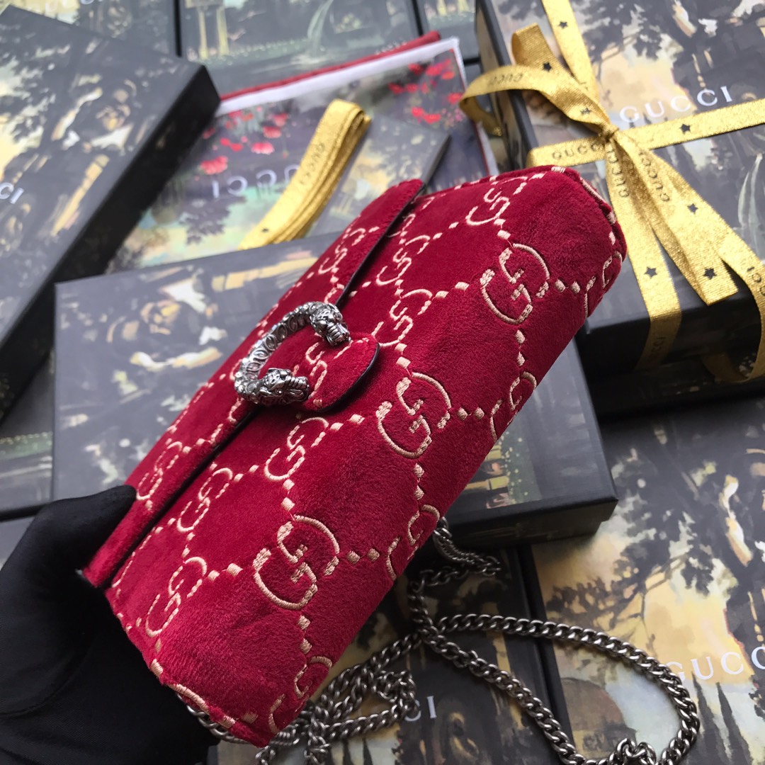 圣罗兰/ysl ！️ˆ?ˆ?高端品质ˆ?ˆ?Dionysus进口G.G天鹅绒面料搭配裂纹皮滚边链条包