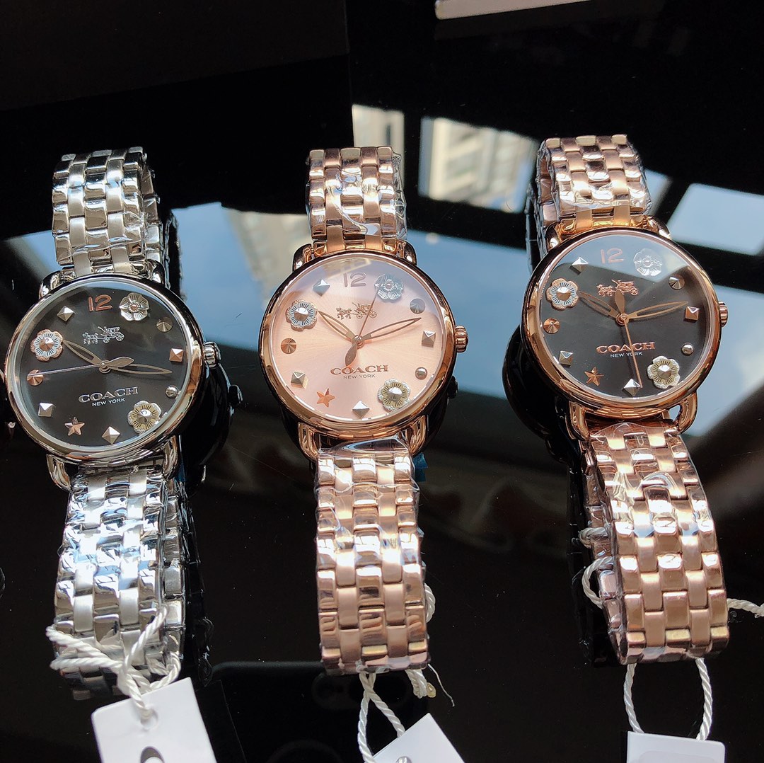 SJ出品  原单品质  美国Coach寇驰 ?H5 三针石英女表 钢带表带表盘镶钻,花贝  石英手表 ?矿物强化玻璃境面