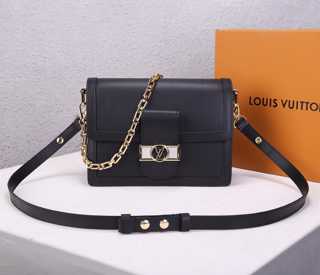 M55821 Louis Vuitton 2020 Dauphine Lugano MM-Black