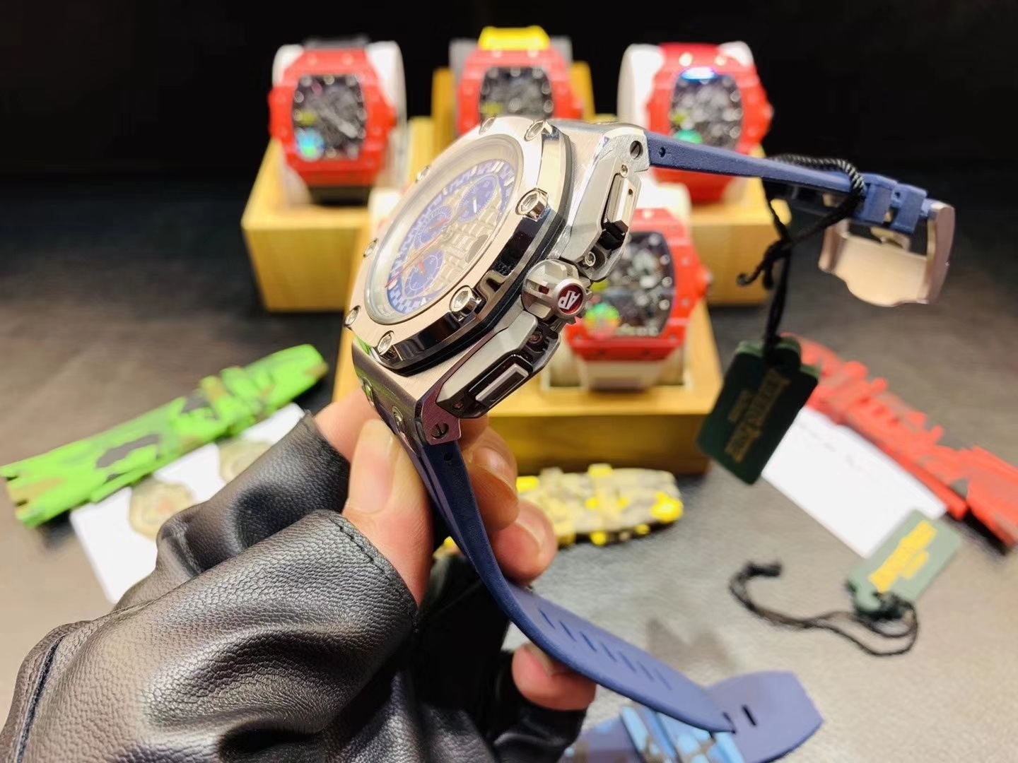 随机配送迷彩橡胶带一副爱比Auders Pigt舒马赫皇家橡树离岸型限量多功能机械腕表