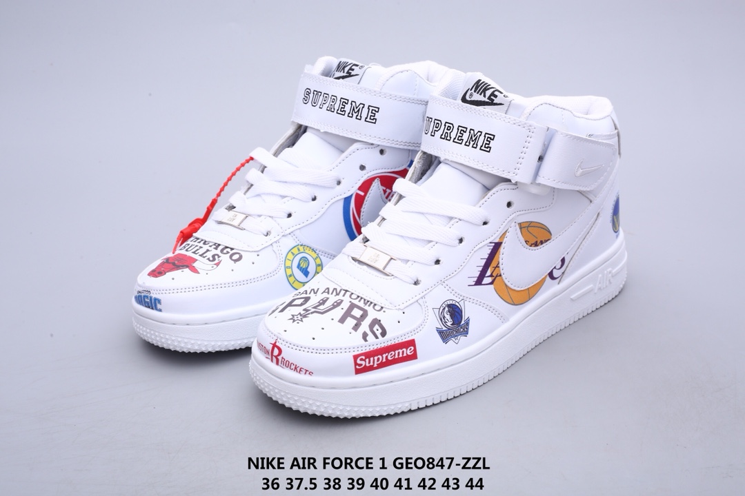 nike air force 1 mid 07/supreme 空军一号联名款潮牌公牛 nba涂鸦