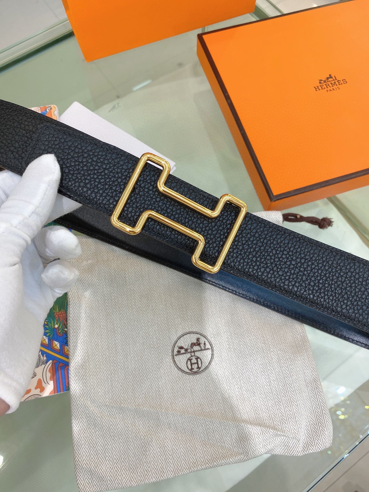 皮带 板扣 hermes爱马仕 男士腰带 尺寸3.