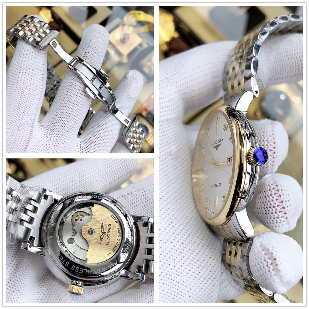 钢带手表450 金  实物拍摄浪琴-LONGINES  最新款式 百分百防水类型 男士腕表