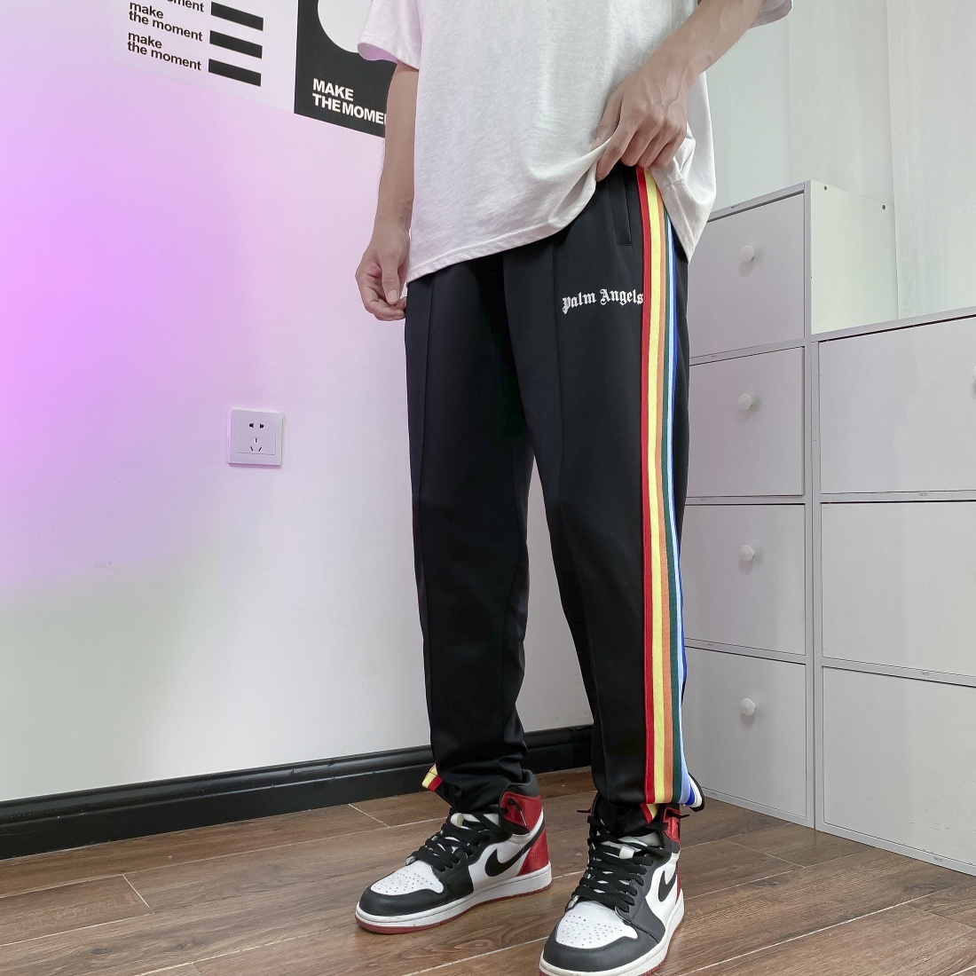 palmangels吴亦凡,palmangelslogo 简约上新75 palm angels棕榈天使 吴亦凡同款>彩虹条纹侧边织