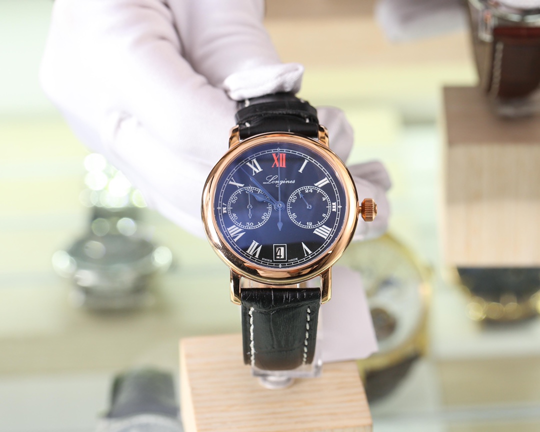 绅士风度 :  【独家专柜图】绅士男士——多功能浪琴-LONGINES 全新复古石英男表