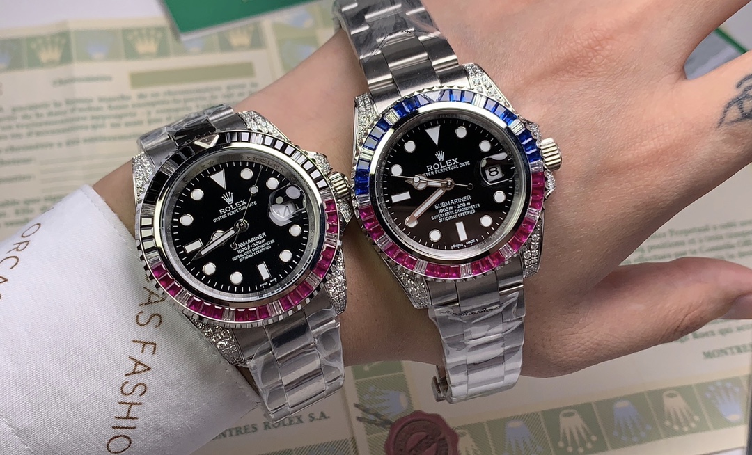 BOBO出品️劳力士 ROLEX 水鬼系列⌚️搭配进口机械•40mm•高度强化耐磨玻璃•三珠钢带•保险扣♠️从来以个性经典著称的水鬼?披上精镶T钻外衣如超级英雄钢铁侠闪亮登场