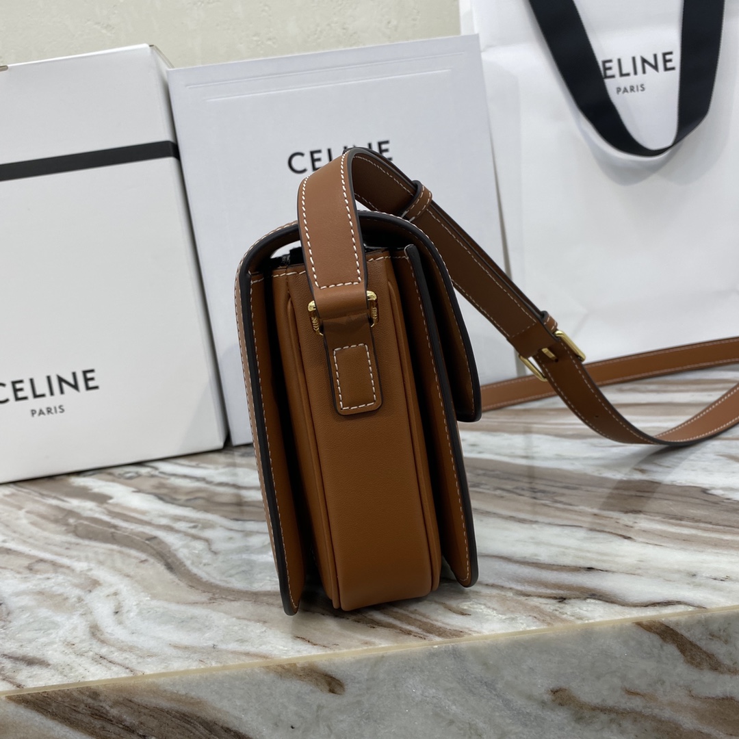 celine【CELIN．E 】TRIOMPHE中号纺织物搭配小牛皮肩背包