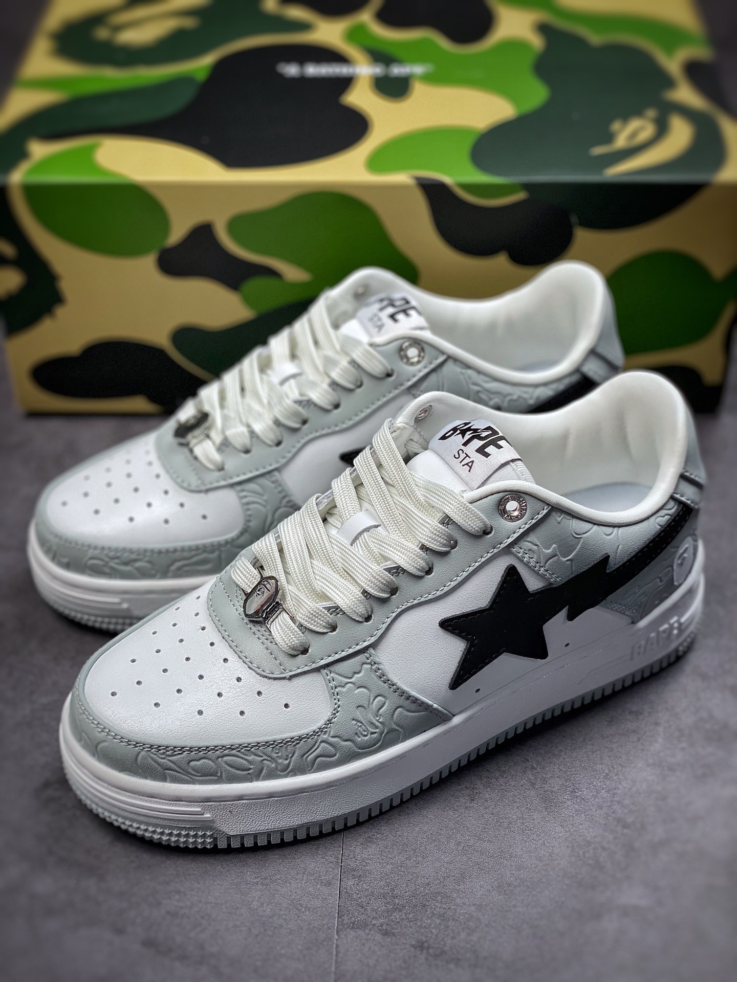 BAPE SK8 STA ape head joint sneakers/white gray 1H70-291-002