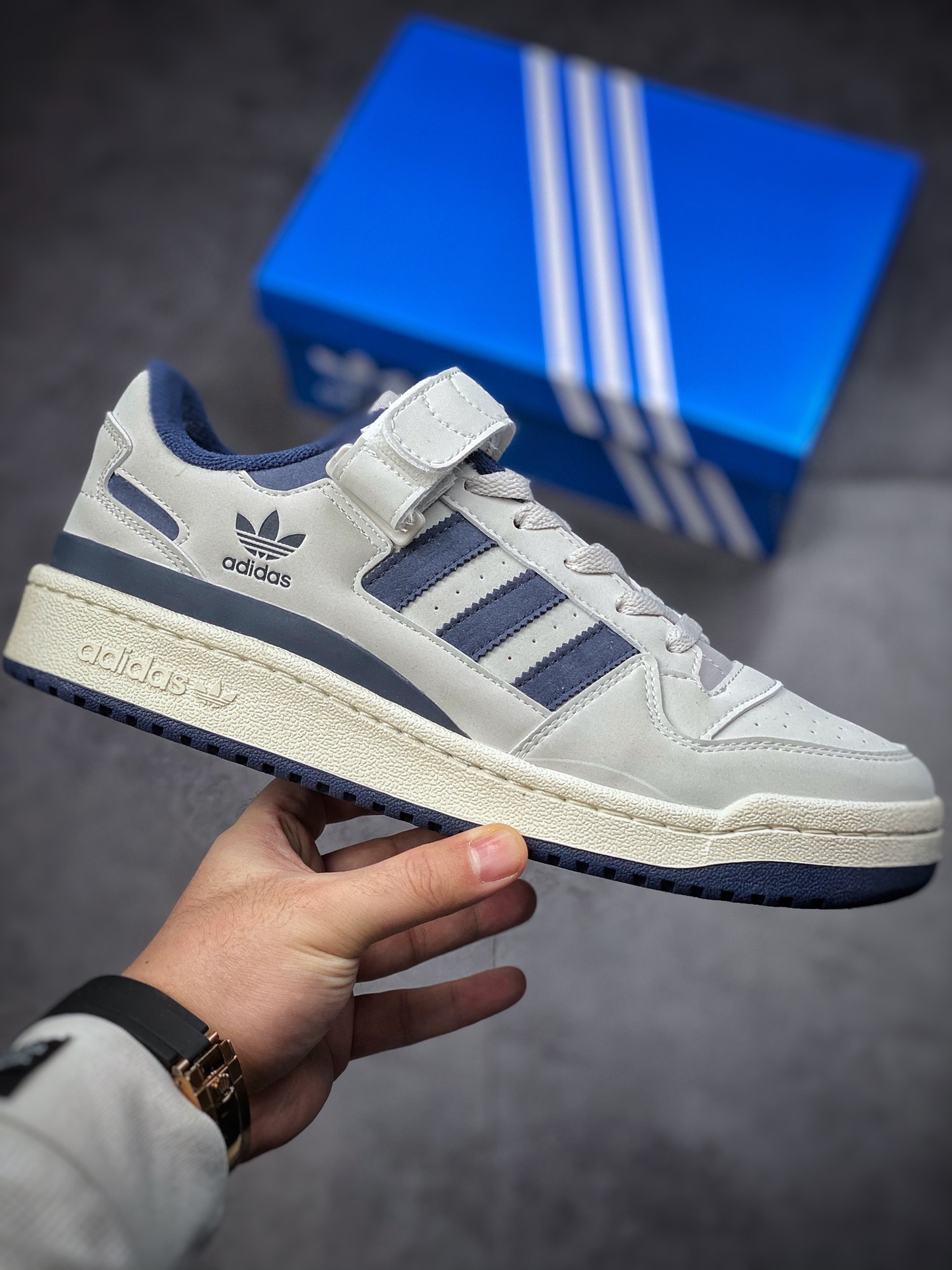 Adidas Originals Forum Low Tibetan Blue Gray Classic Velcro Retro Sneakers GY6553