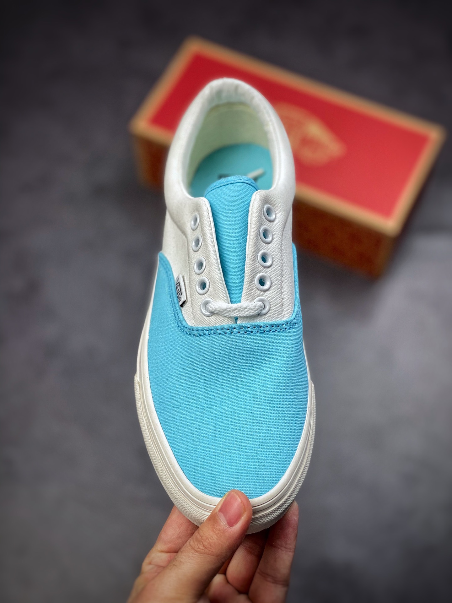 Vans Era light blue and white stitching casual canvas shoes anti-counterfeiting purple light VN0A54F19Ly