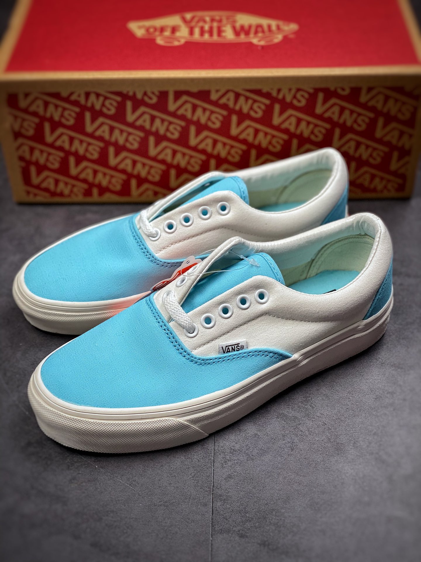 Vans Era light blue and white stitching casual canvas shoes anti-counterfeiting purple light VN0A54F19Ly