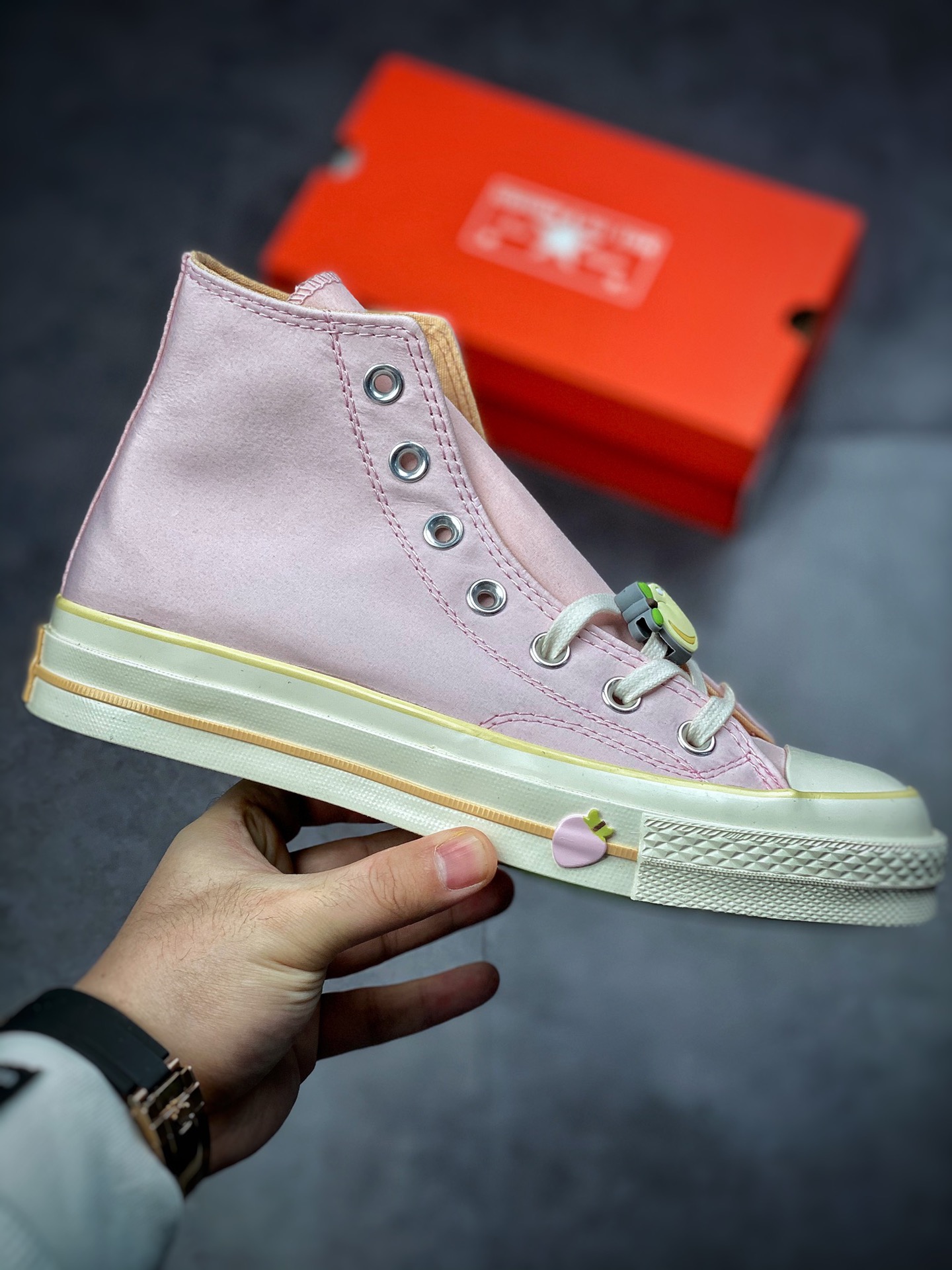 160  Converse Chuck 70 Hi 全新水果拼盘水蜜桃粉皮革高帮休闲板鞋 A02295C