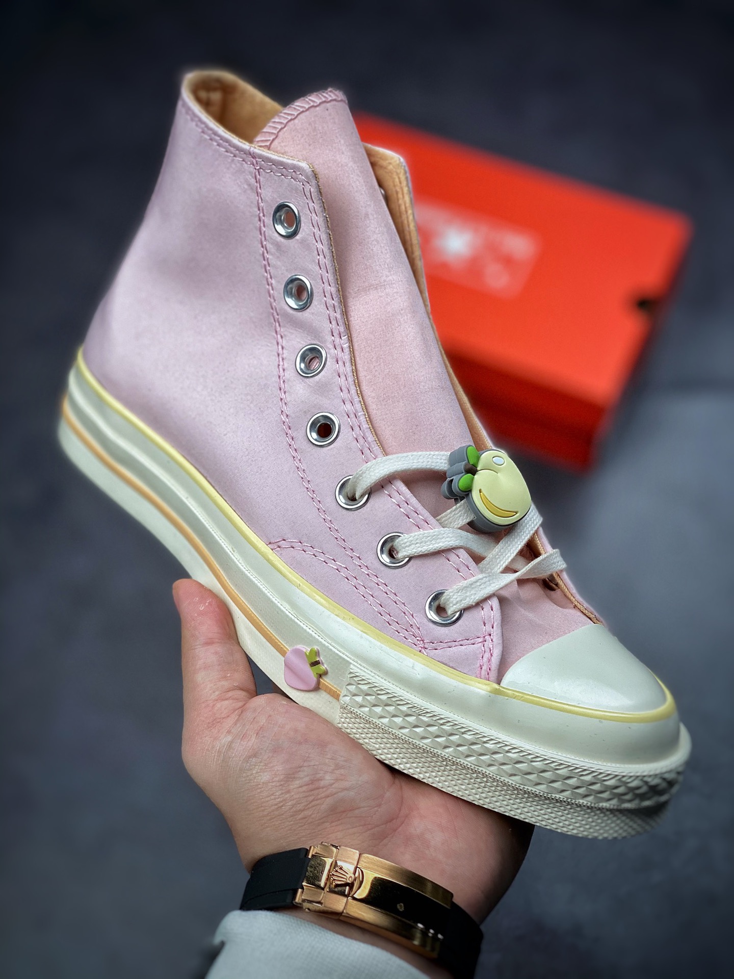 160  Converse Chuck 70 Hi 全新水果拼盘水蜜桃粉皮革高帮休闲板鞋 A02295C