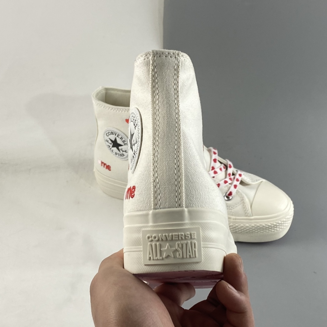 Converse All Star Lift 2022 Valentine's Day Limited Edition Thick Bottom Embroidered String High Top Thick Bottom Shoes A01599C