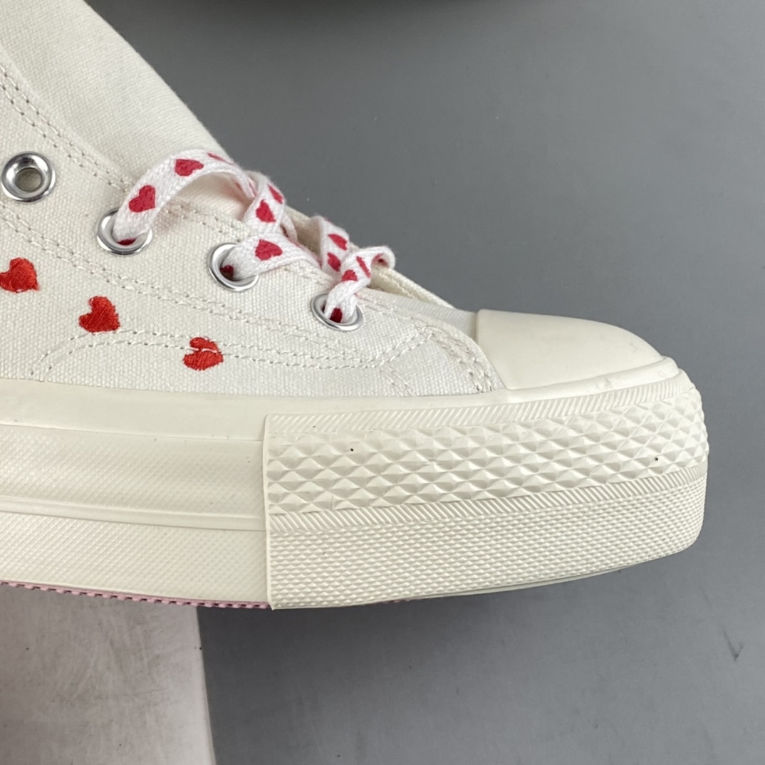 Converse All Star Lift 2022 Valentine's Day Limited Edition Thick Bottom Embroidered String High Top Thick Bottom Shoes A01599C