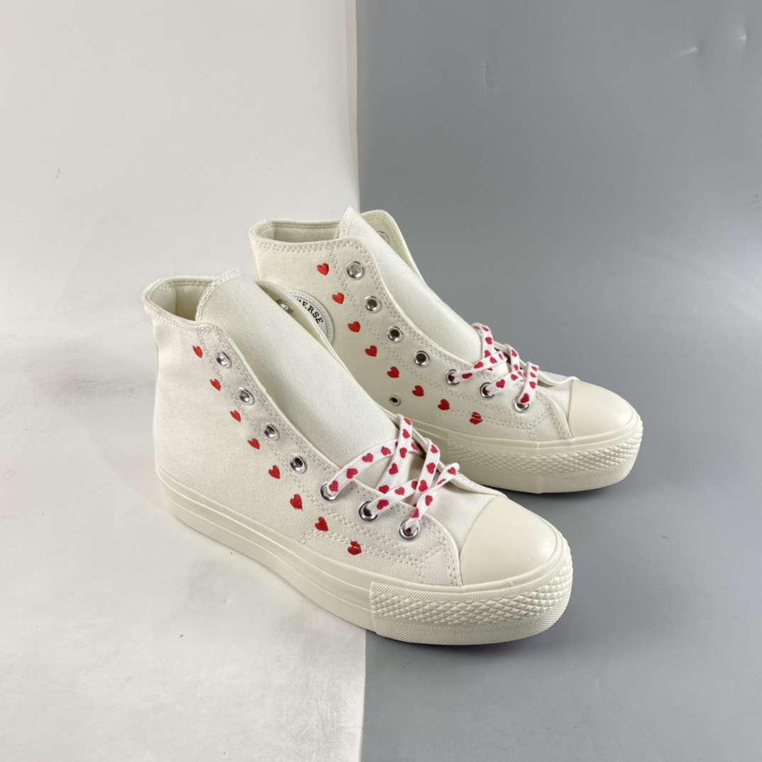 Converse All Star Lift 2022 Valentine's Day Limited Edition Thick Bottom Embroidered String High Top Thick Bottom Shoes A01599C