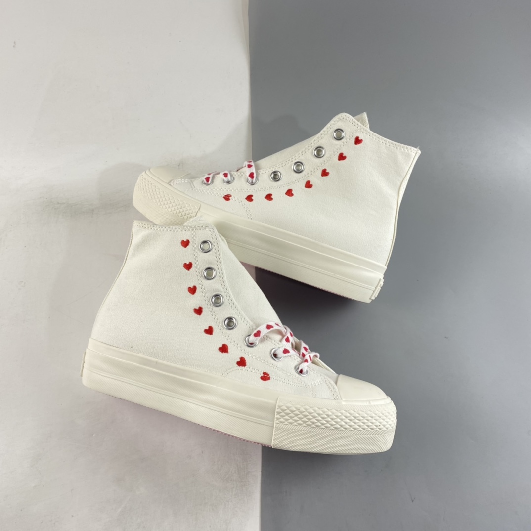 Converse All Star Lift 2022 Valentine's Day Limited Edition Thick Bottom Embroidered String High Top Thick Bottom Shoes A01599C