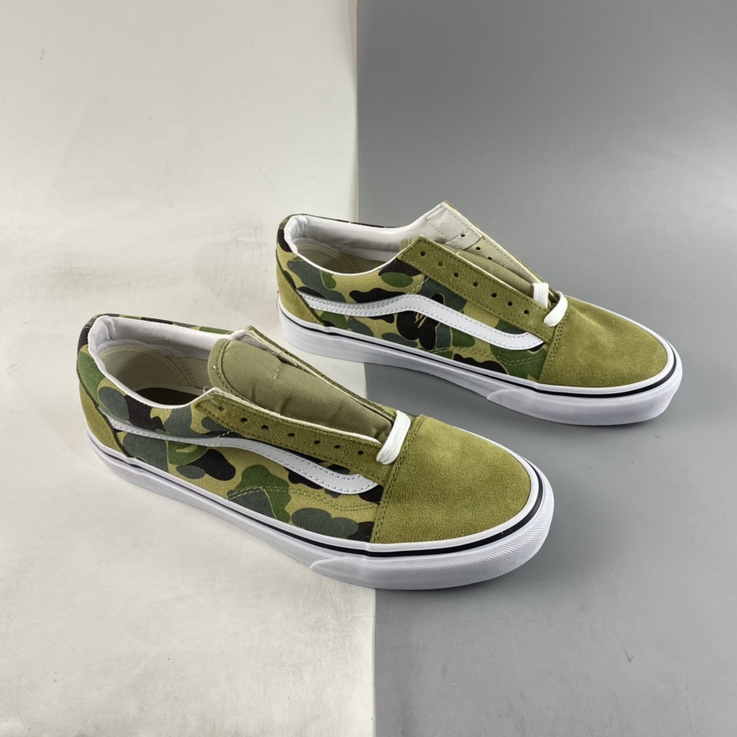 Bape x Vans Old Skool ape head joint camouflage low-top canvas shoes VN0A54F37BE