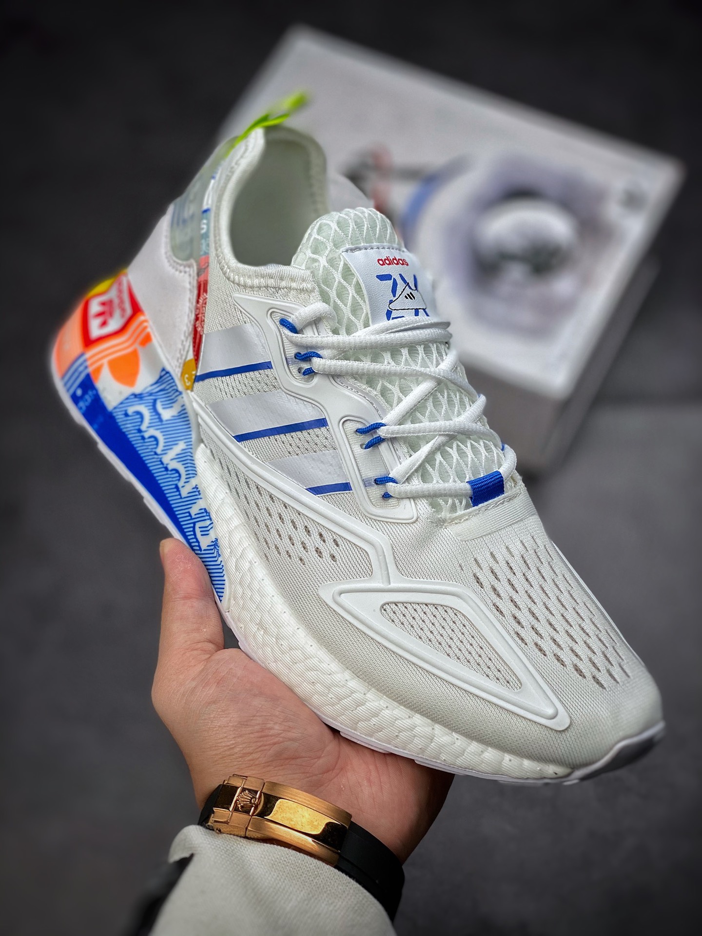 Adidas Originals ZX 2K Boost White Blue Orange GX2718