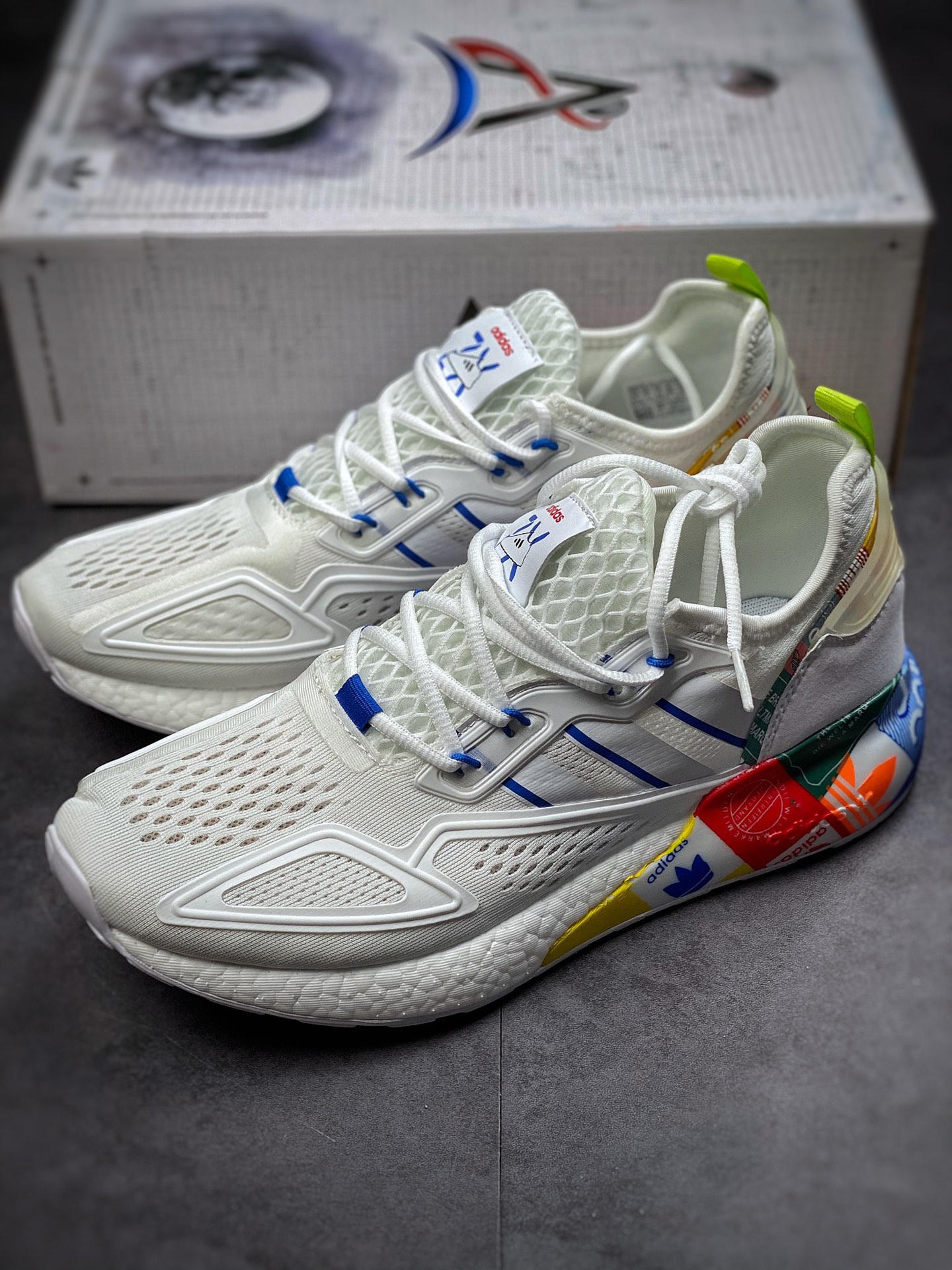 Adidas Originals ZX 2K Boost White Blue Orange GX2718