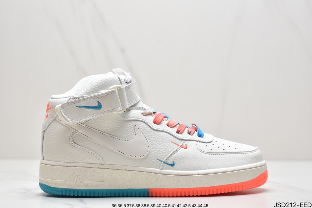 200 耐克Nike Air Force 1’07 QS”Summit White/Orange/Blue Swooshes”空军一号高帮CT1989-113