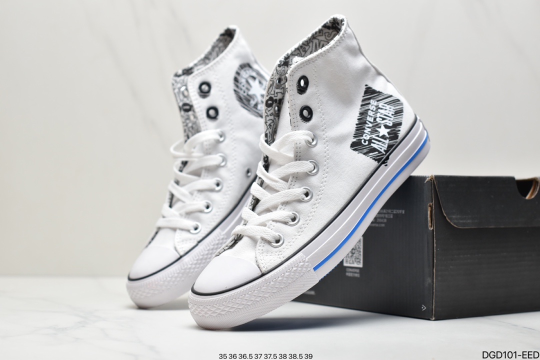 ONVERSE ALL STAR 171963C letter print graffiti canvas high-top sneakers