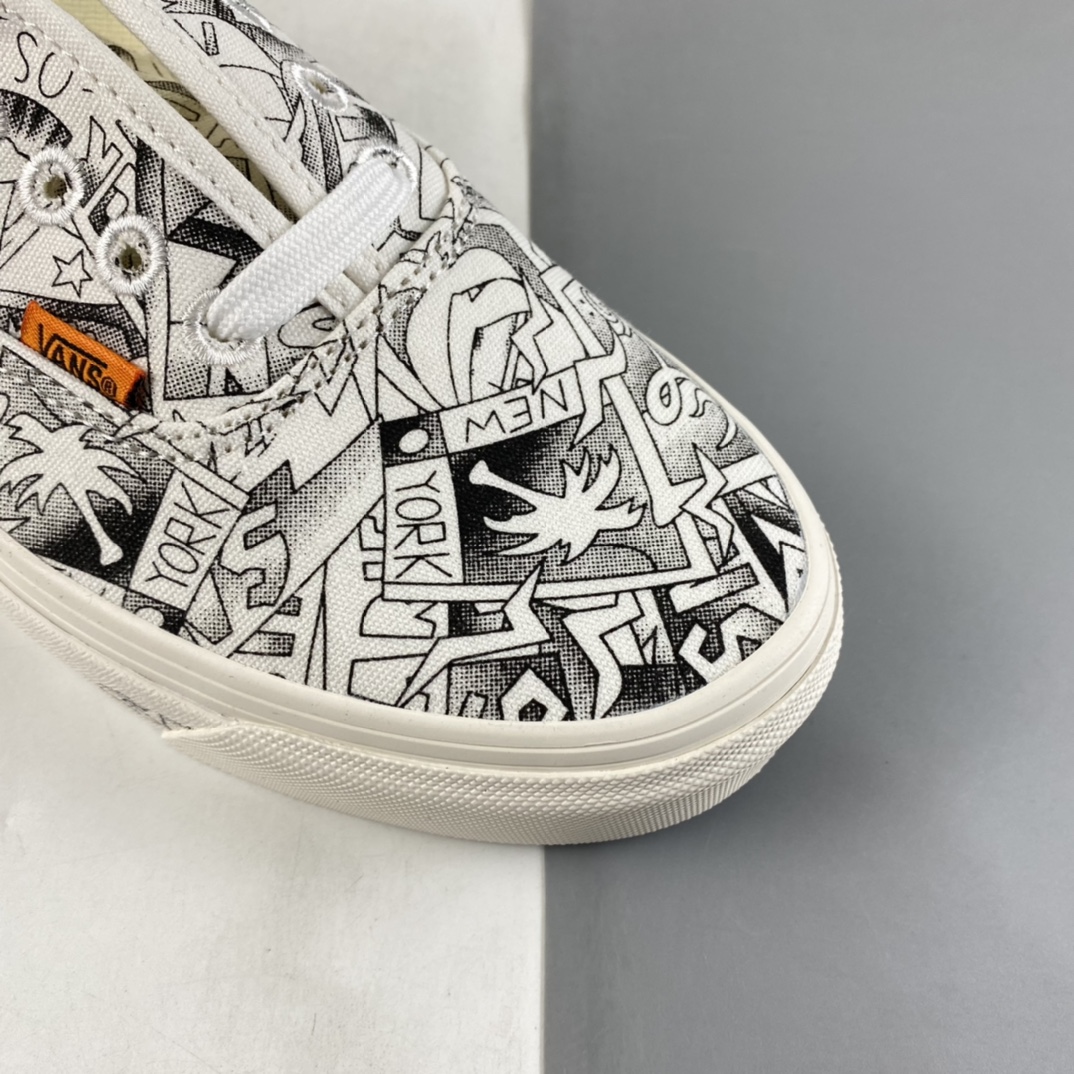 Vans Vault x SNS Joint Black and White Illustration Beach Print Vintage Canvas Sneakers VN0A4BV9676