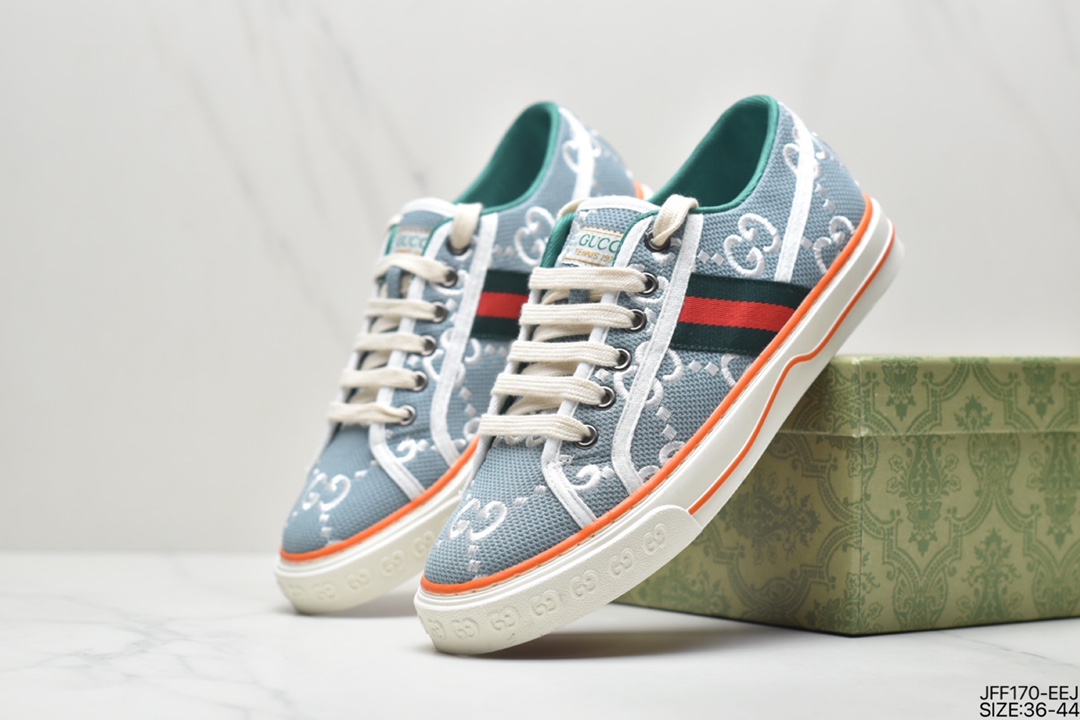 GUCCI Tennis 1977 Print Sneaker canvas print retro casual sports shoes 606111 H0T10 988H