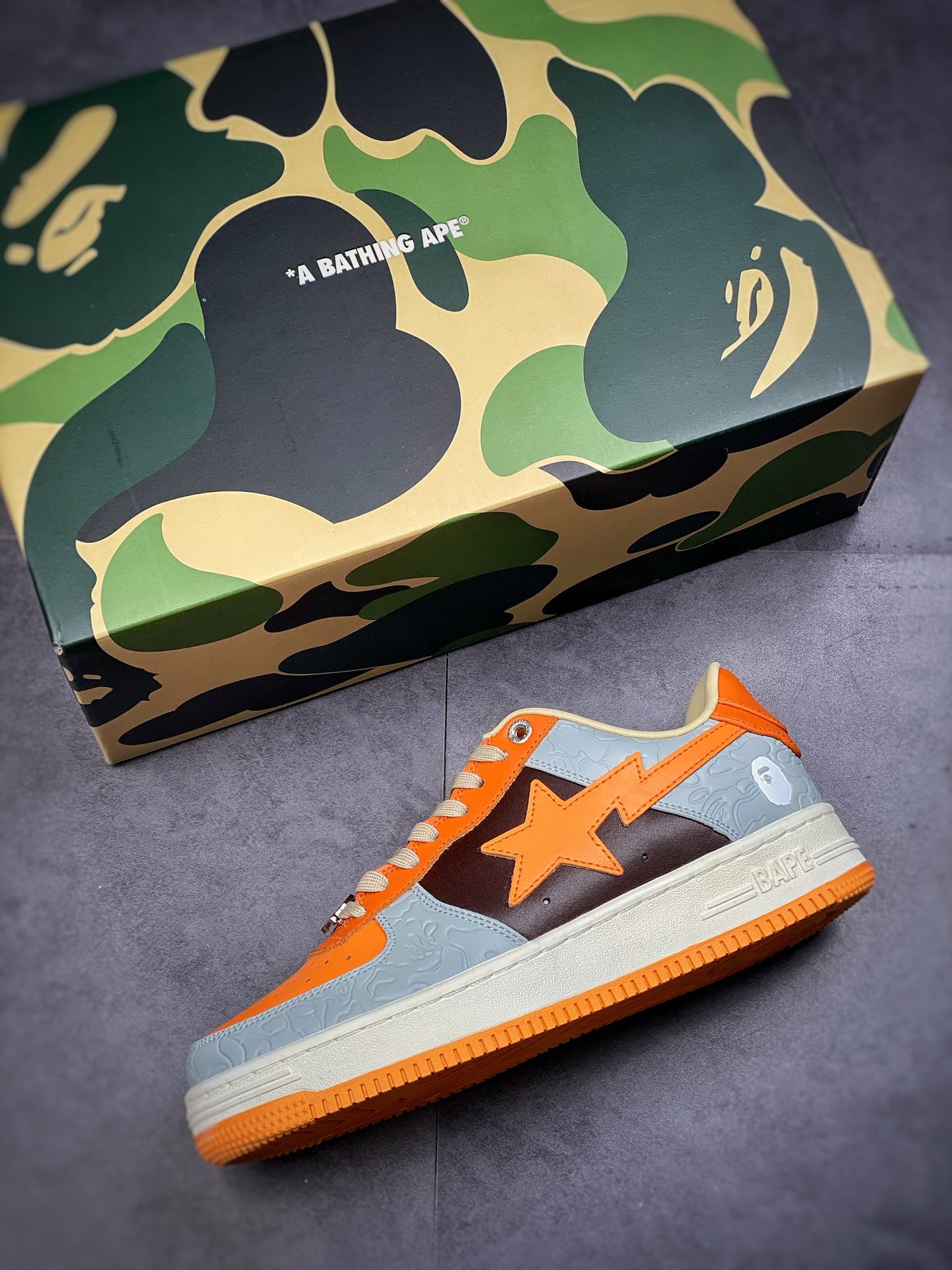 BAPE SK8 STA ape head joint shoes / black gray green orange 1H70191002