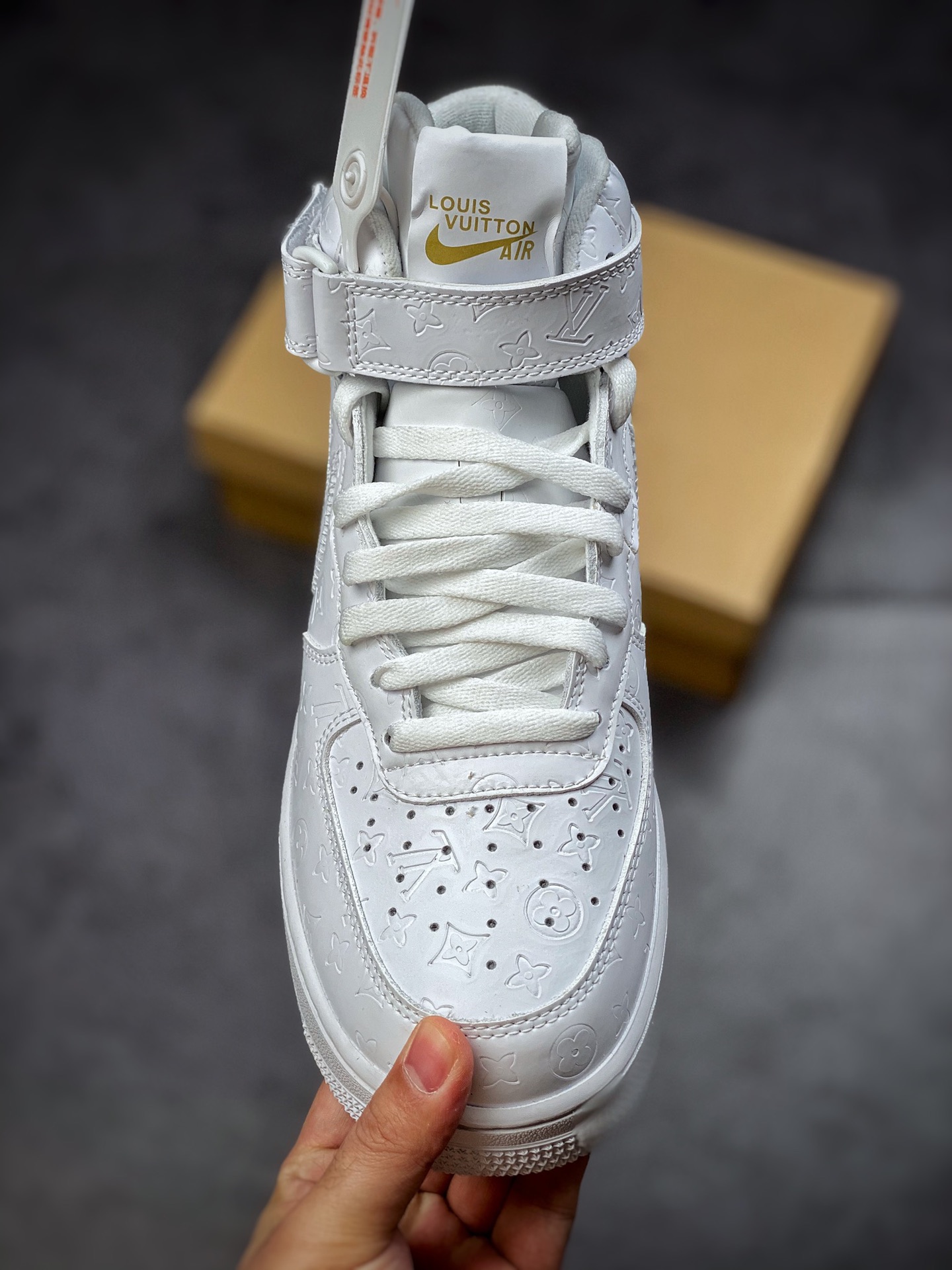 240 路易斯威登Louis Vuitton 联名创意定制  LV x Nike Air Force 1 Mid LV印花白CQ2319-100