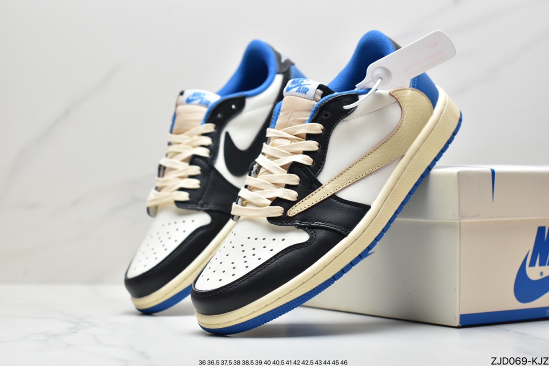 240 Travis Scott x Fragment x Air Jordan 1 Low“Military Blue” 低帮 闪电倒勾 DM7866-140