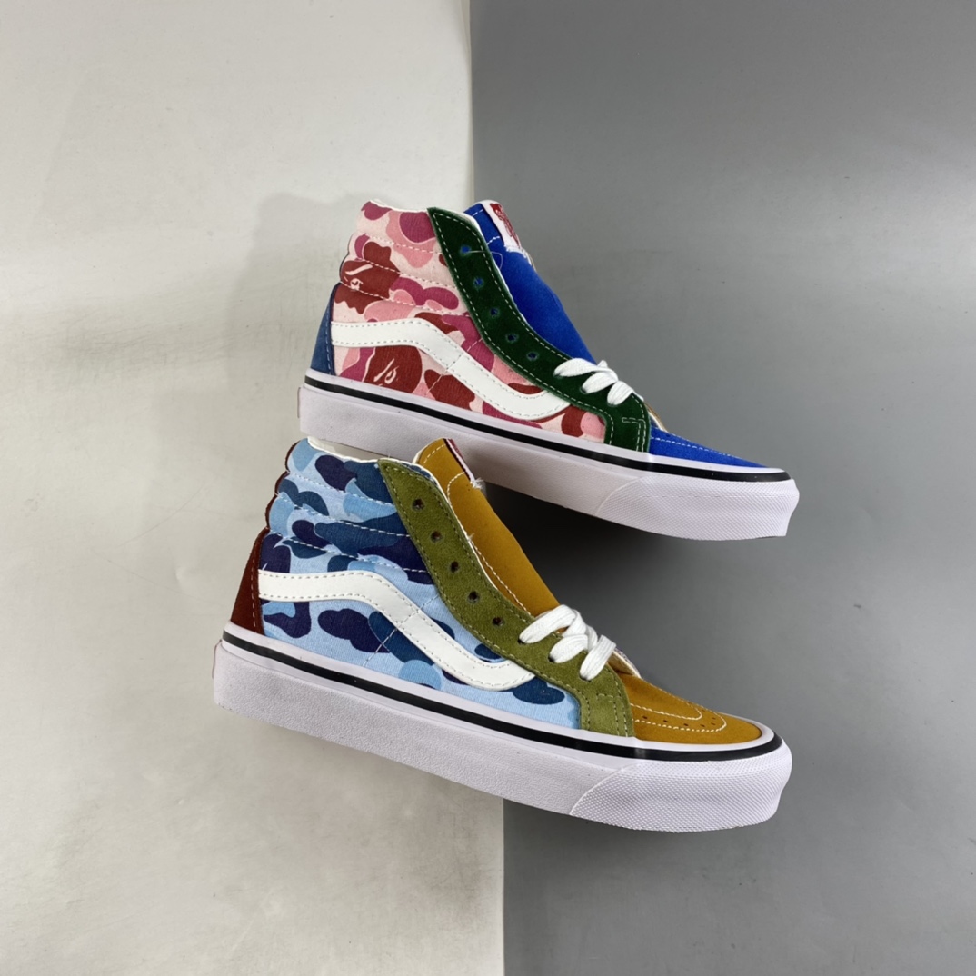 P170  Bape x Vans Sk8 Hi 猿人头联名款高帮休闲板鞋 VN0A38GF7BM