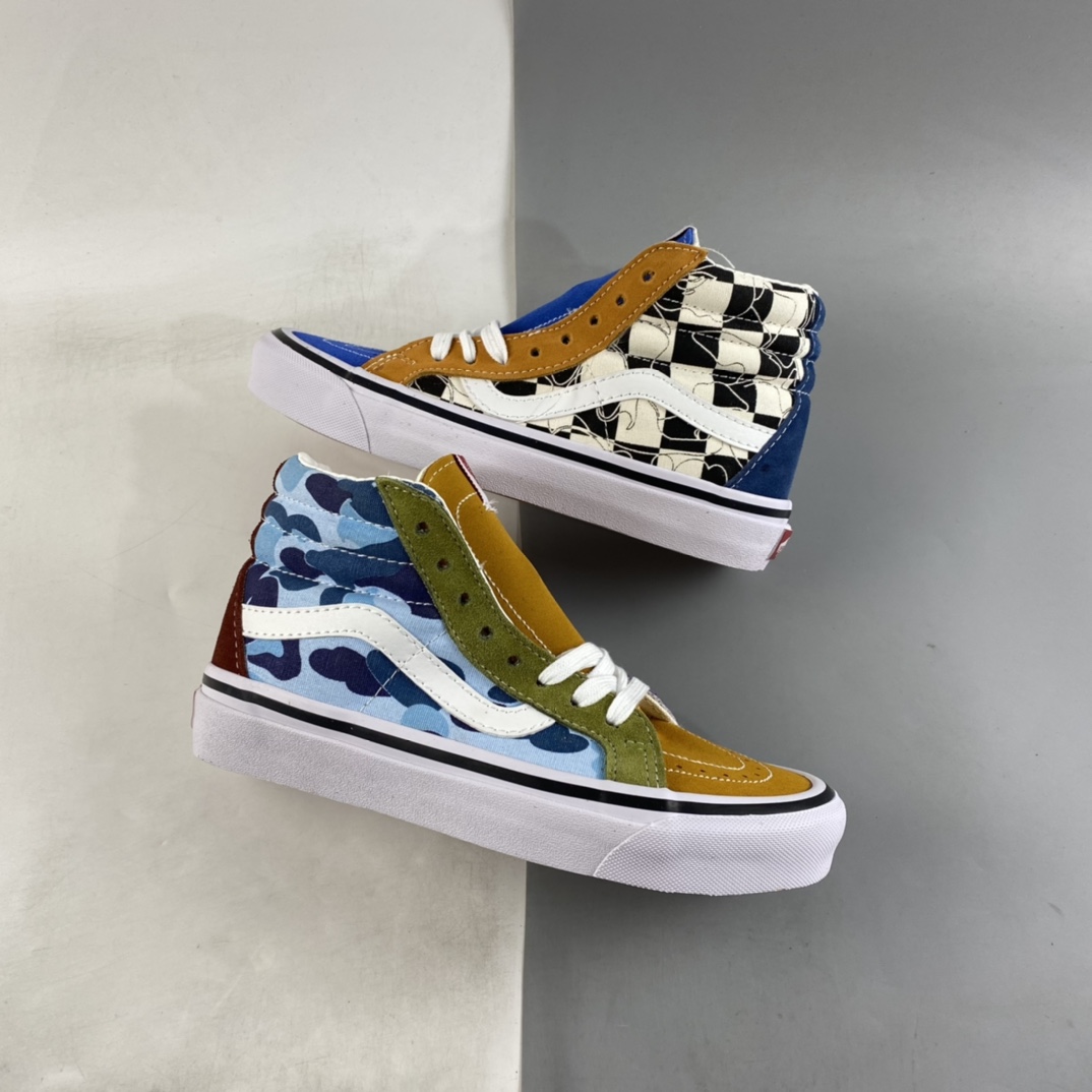 P170  Bape x Vans Sk8 Hi 猿人头联名款高帮休闲板鞋 VN0A38GF7BM