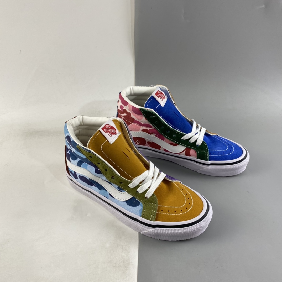 P170  Bape x Vans Sk8 Hi 猿人头联名款高帮休闲板鞋 VN0A38GF7BM