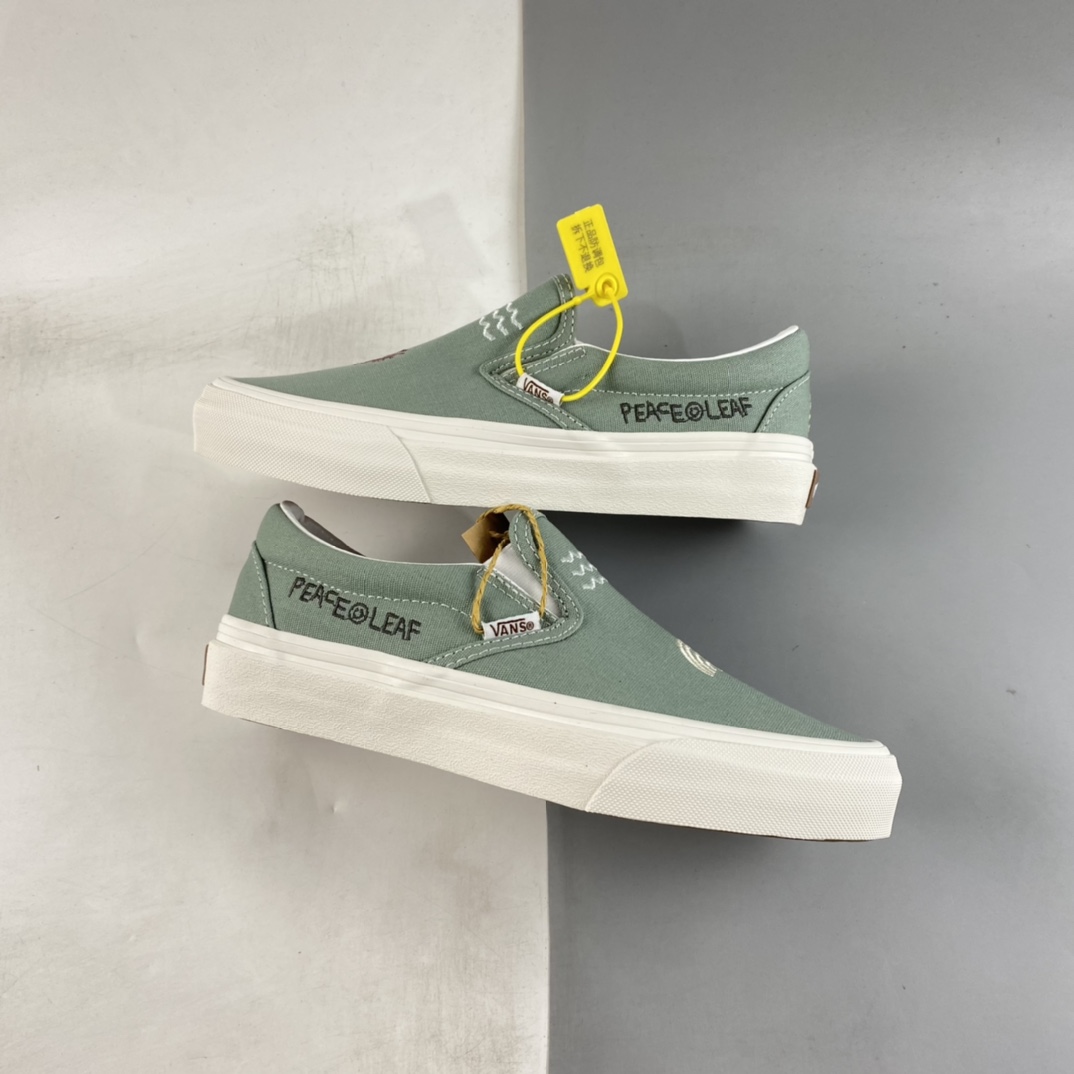 P140  Vans Slip-On 范斯官方 灰绿色趣味图案懒人套休闲板鞋 VN0A5KRDAST