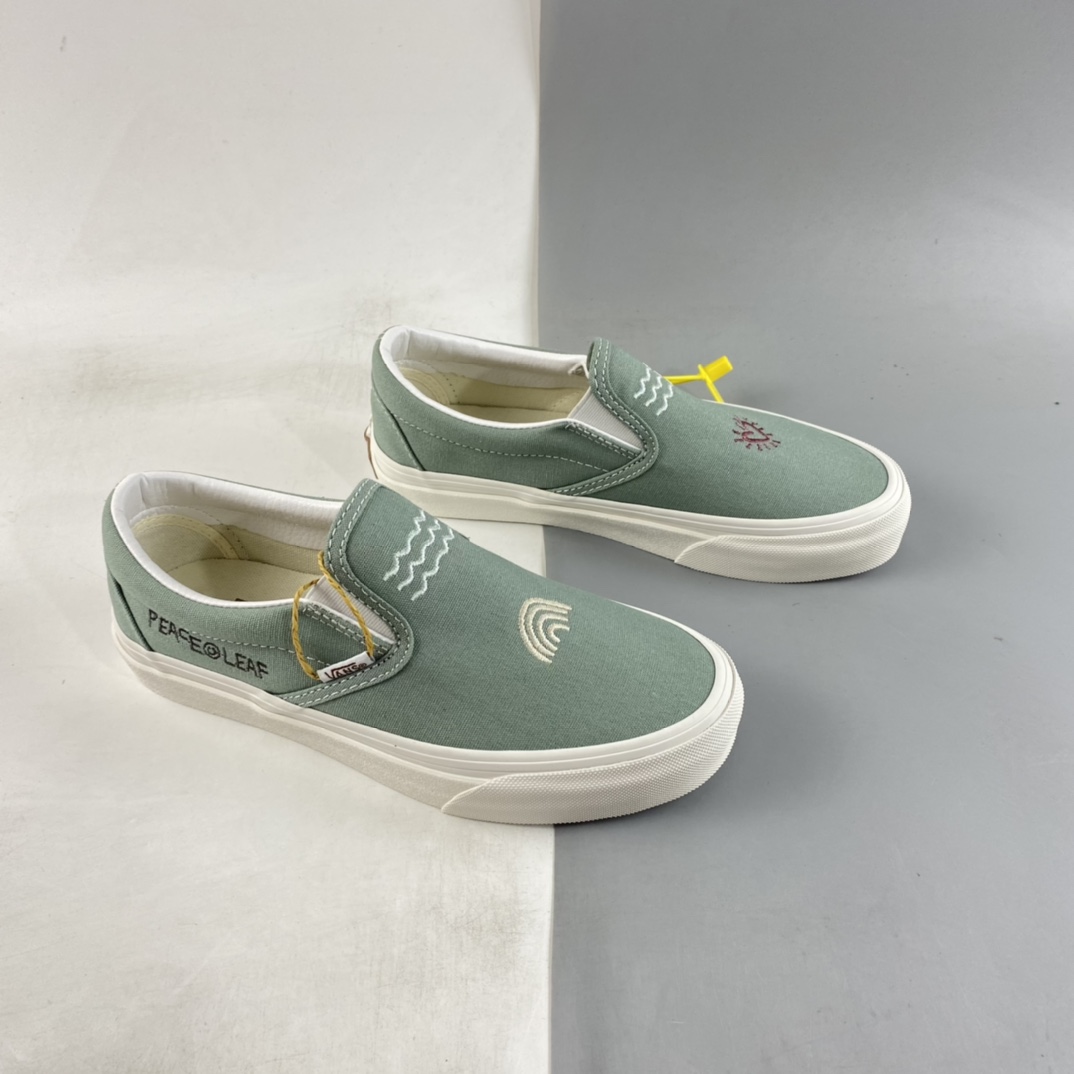 P140  Vans Slip-On 范斯官方 灰绿色趣味图案懒人套休闲板鞋 VN0A5KRDAST