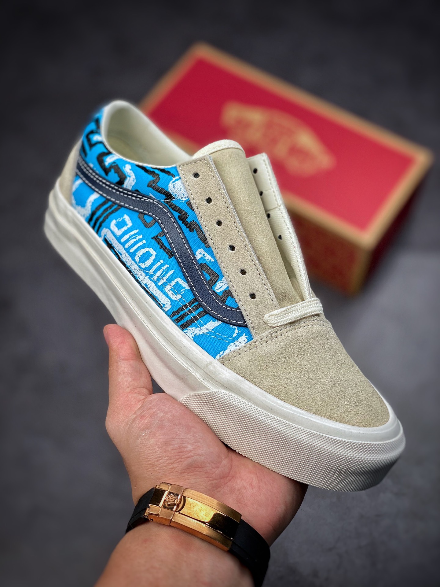 Vans Og Old Skool Lx Vans high-end branch theme American street graffiti suede low-top casual shoes VN0A4P3X92N