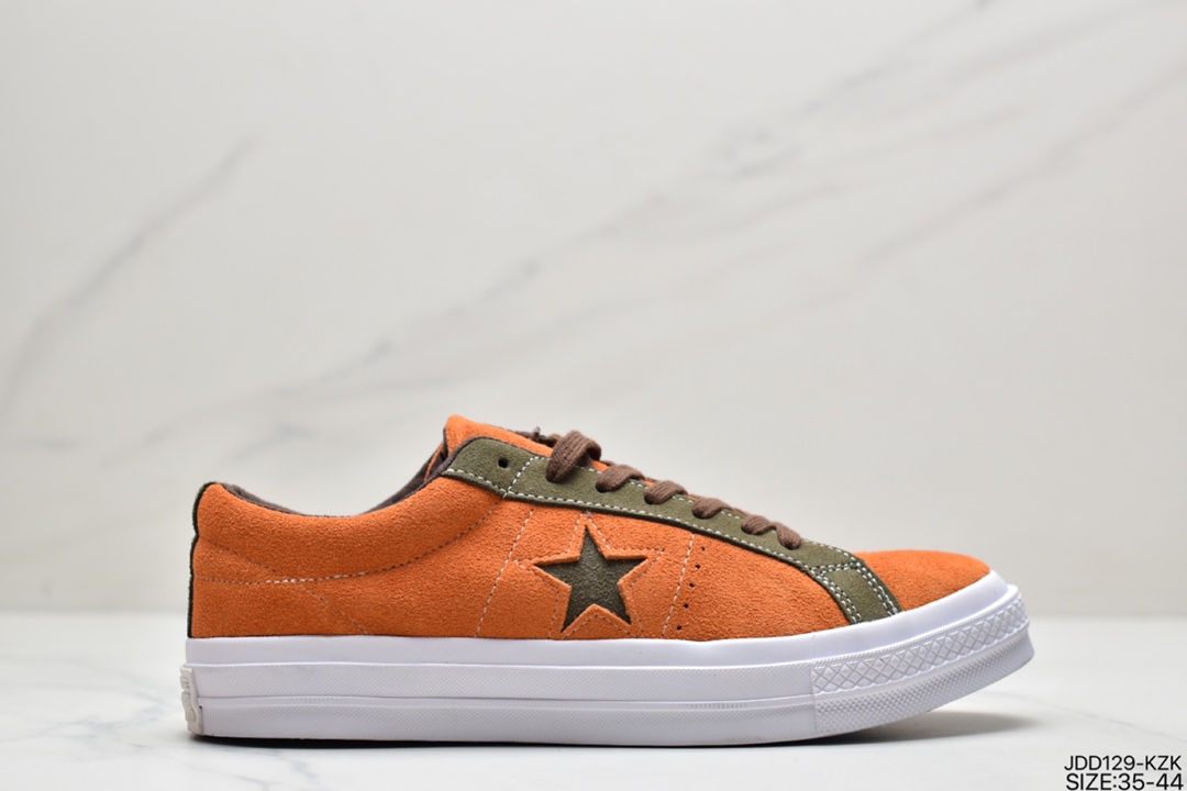 Converse Converse One Star 74 OX Suede One Star Series Fur Versatile Casual Sports Sneakers ”Furn Green Yellow Black Purple” 163245C