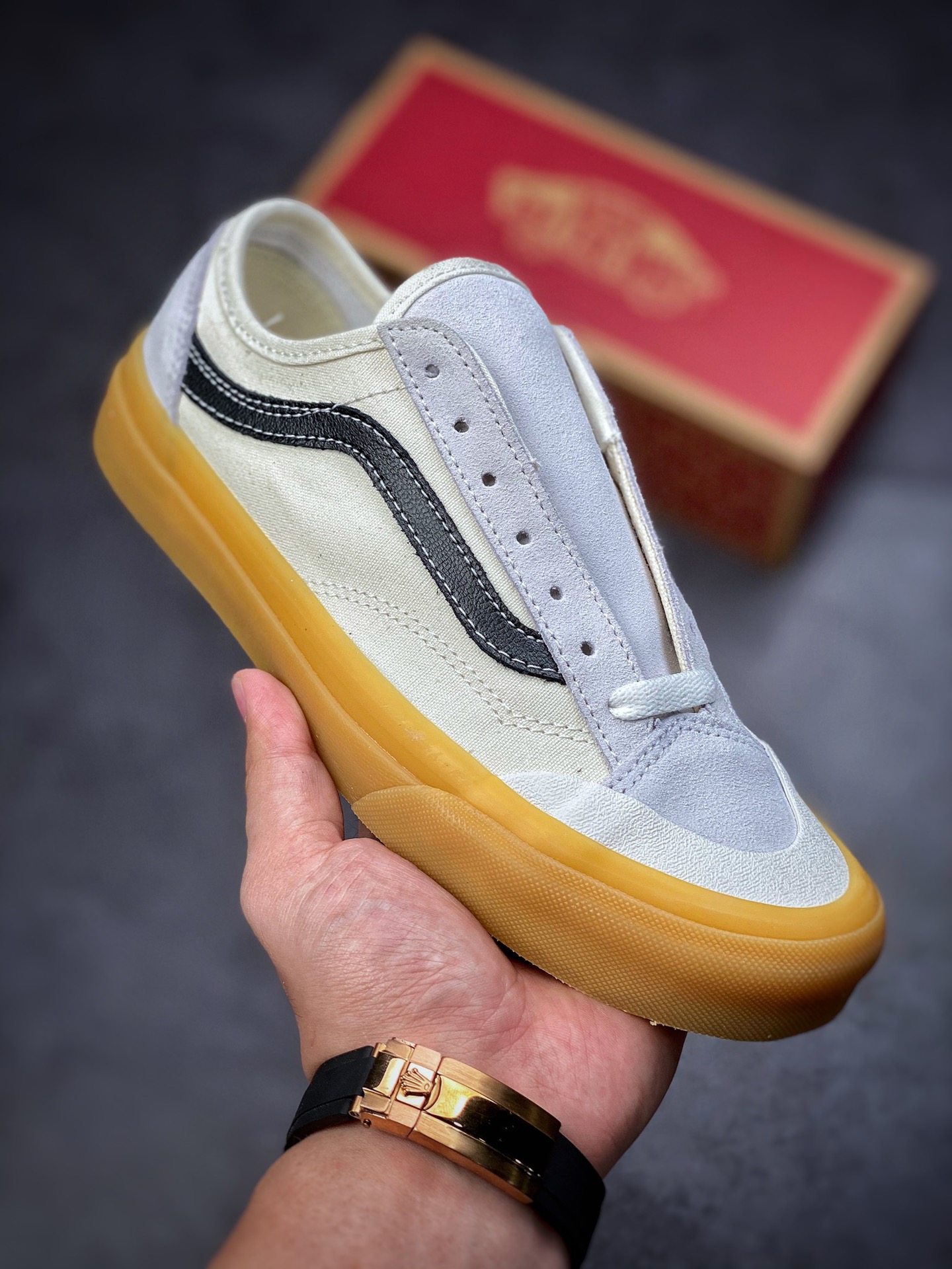 Vans Style 36 Retro Half Moon Baotou Raw Rubber Korea Limited Raw Rubber Sole with Cream Beige