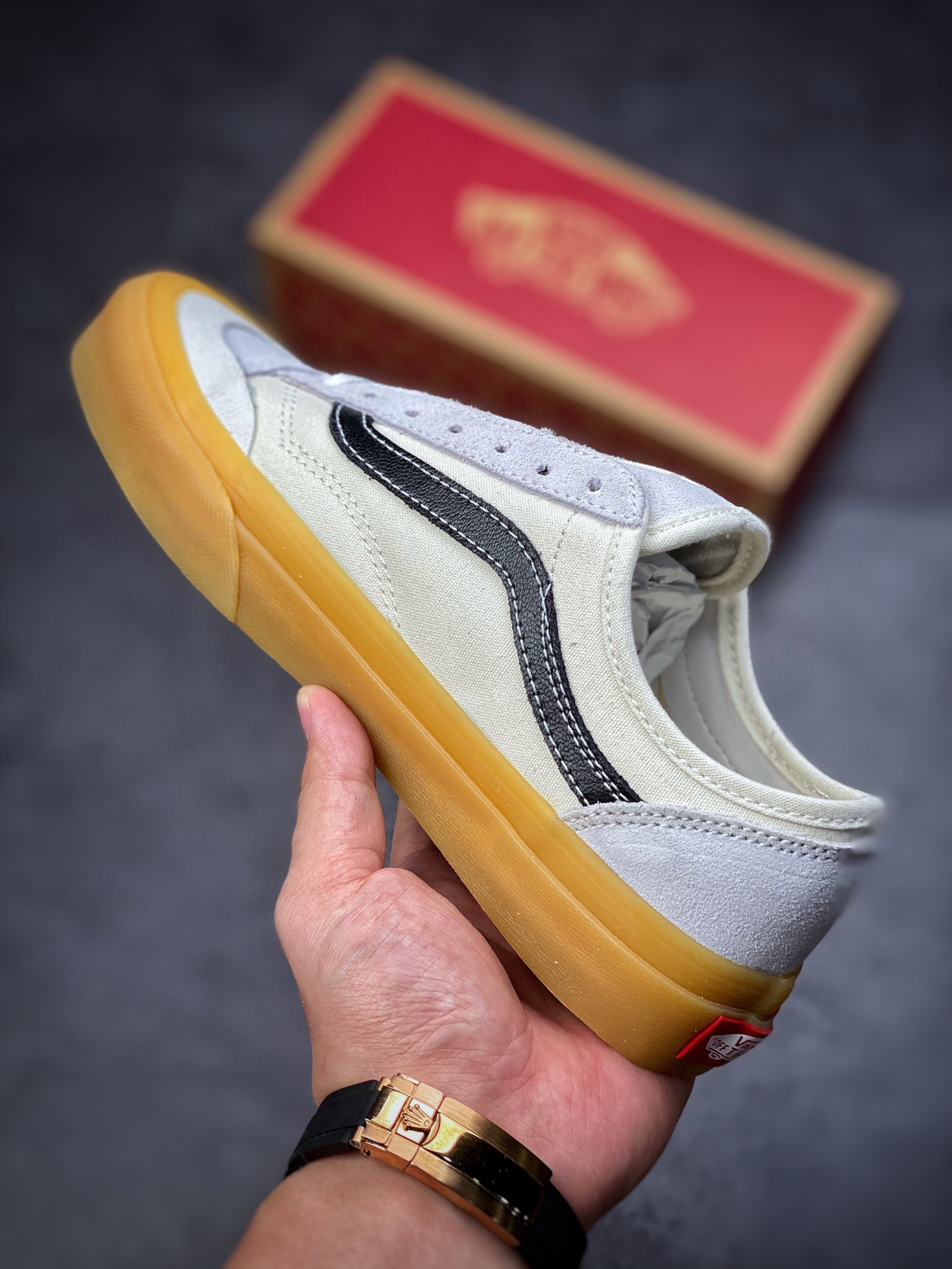 Vans Style 36 Retro Half Moon Baotou Raw Rubber Korea Limited Raw Rubber Sole with Cream Beige