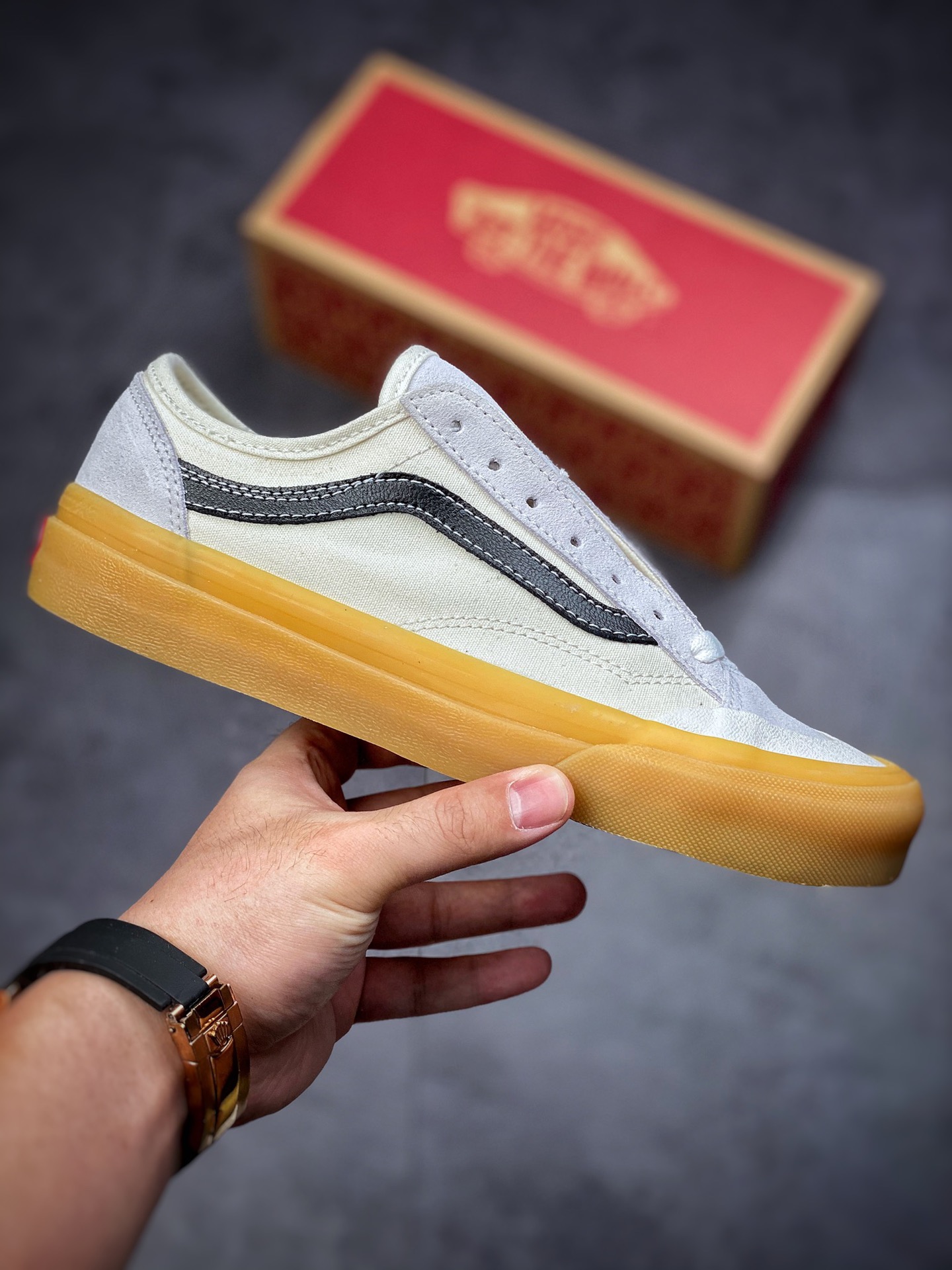 Vans Style 36 Retro Half Moon Baotou Raw Rubber Korea Limited Raw Rubber Sole with Cream Beige