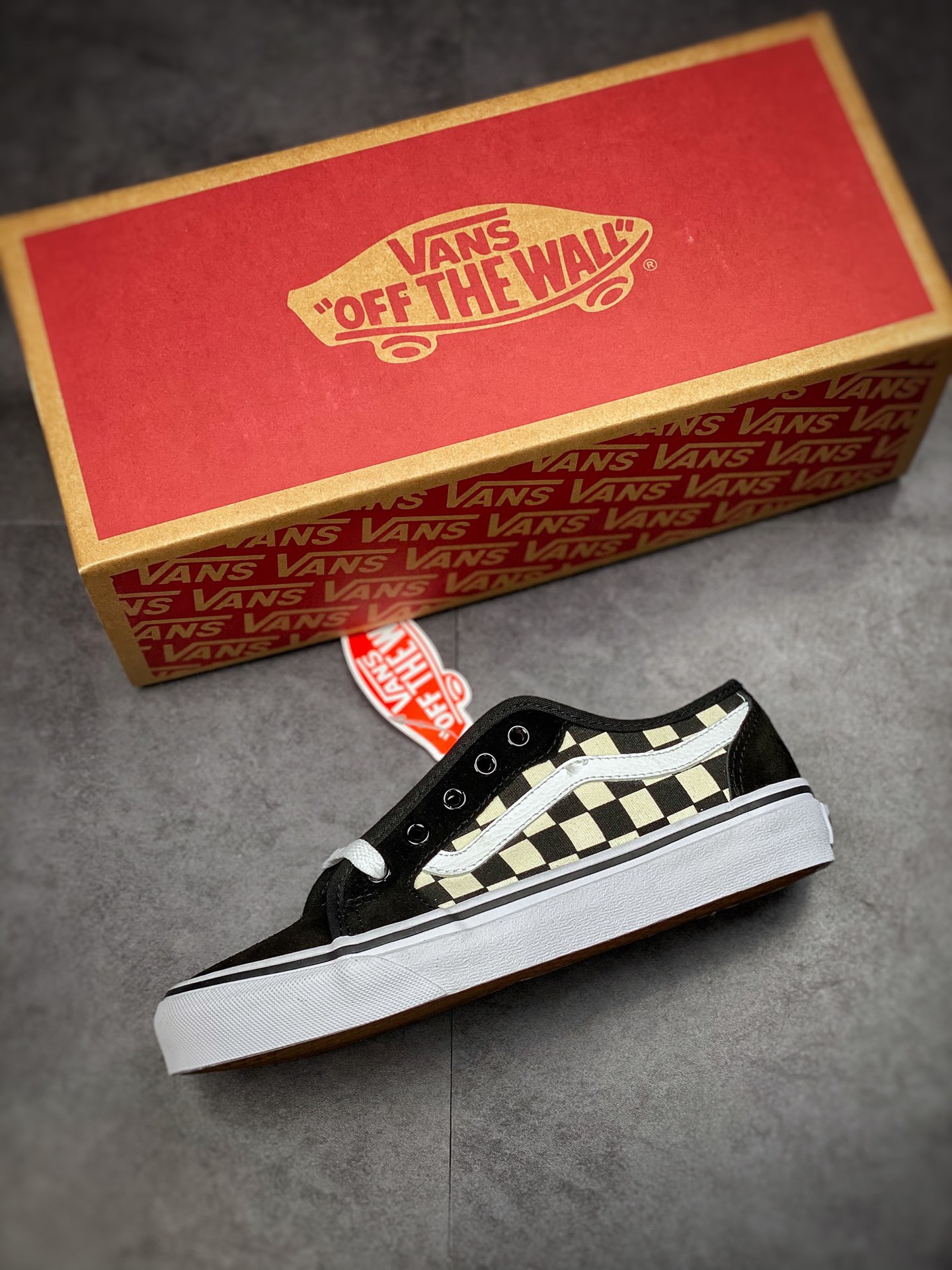 Vans ACTICE edging series Vans official white side striped checkerboard plaid classic retro couple shoes