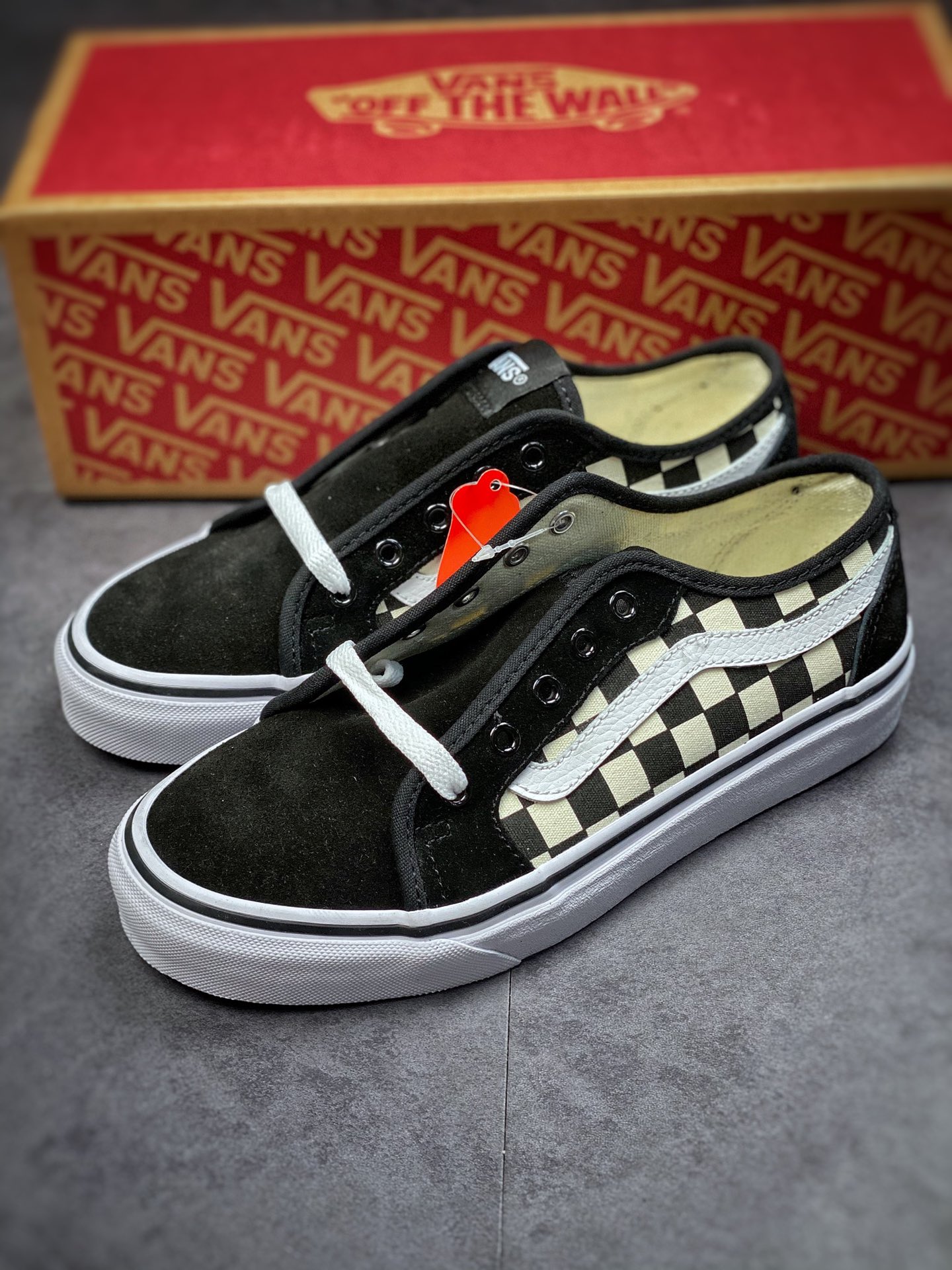 Vans ACTICE edging series Vans official white side striped checkerboard plaid classic retro couple shoes