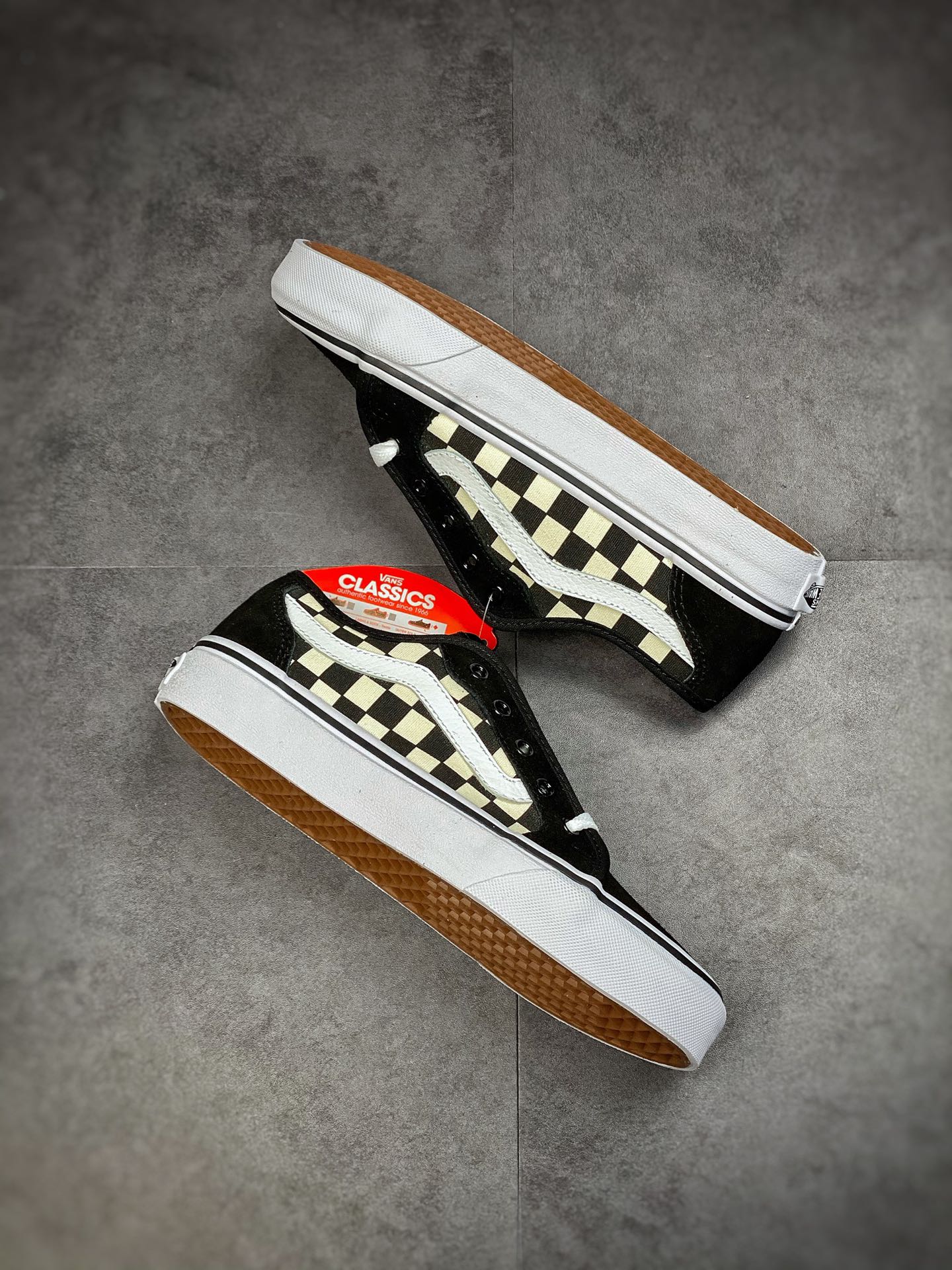 Vans ACTICE edging series Vans official white side striped checkerboard plaid classic retro couple shoes